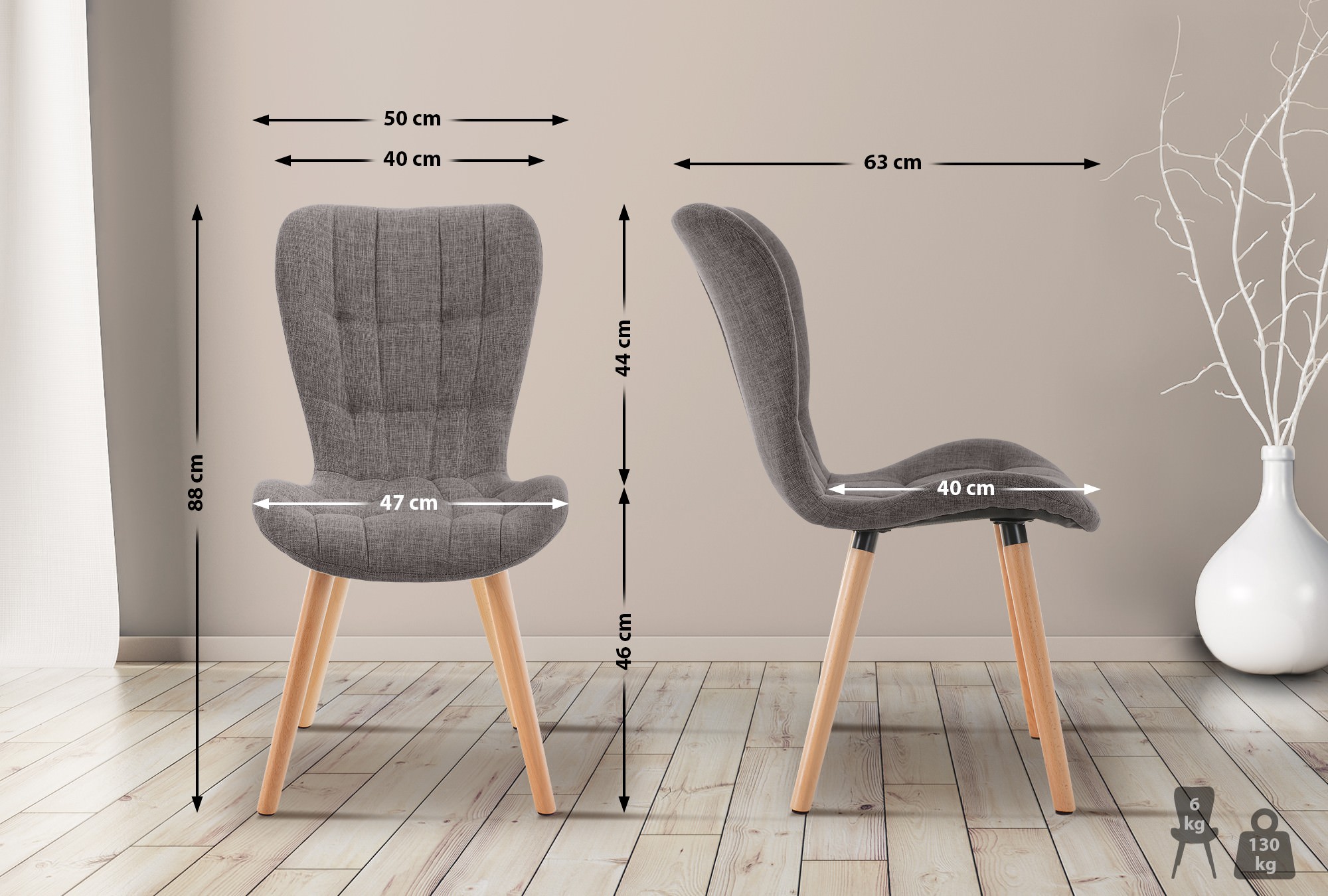 Set de 2 sillas de comedor Elda