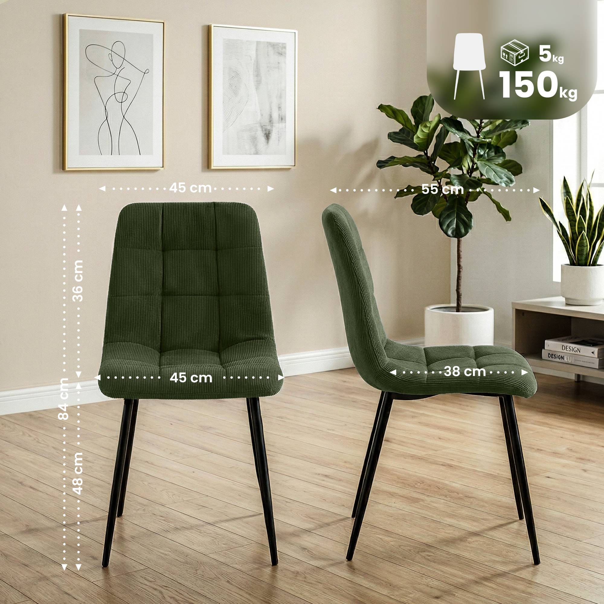 Set de 2 sillas de comedor Antibes de pana