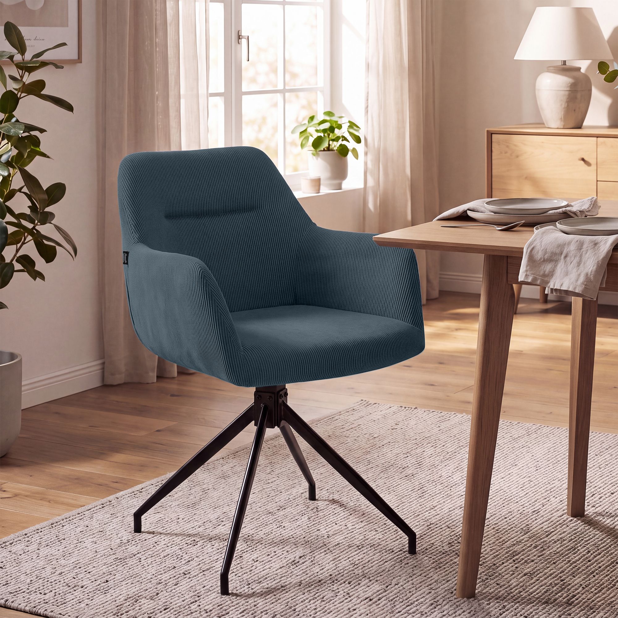 Silla de comedor Merlinda de pana