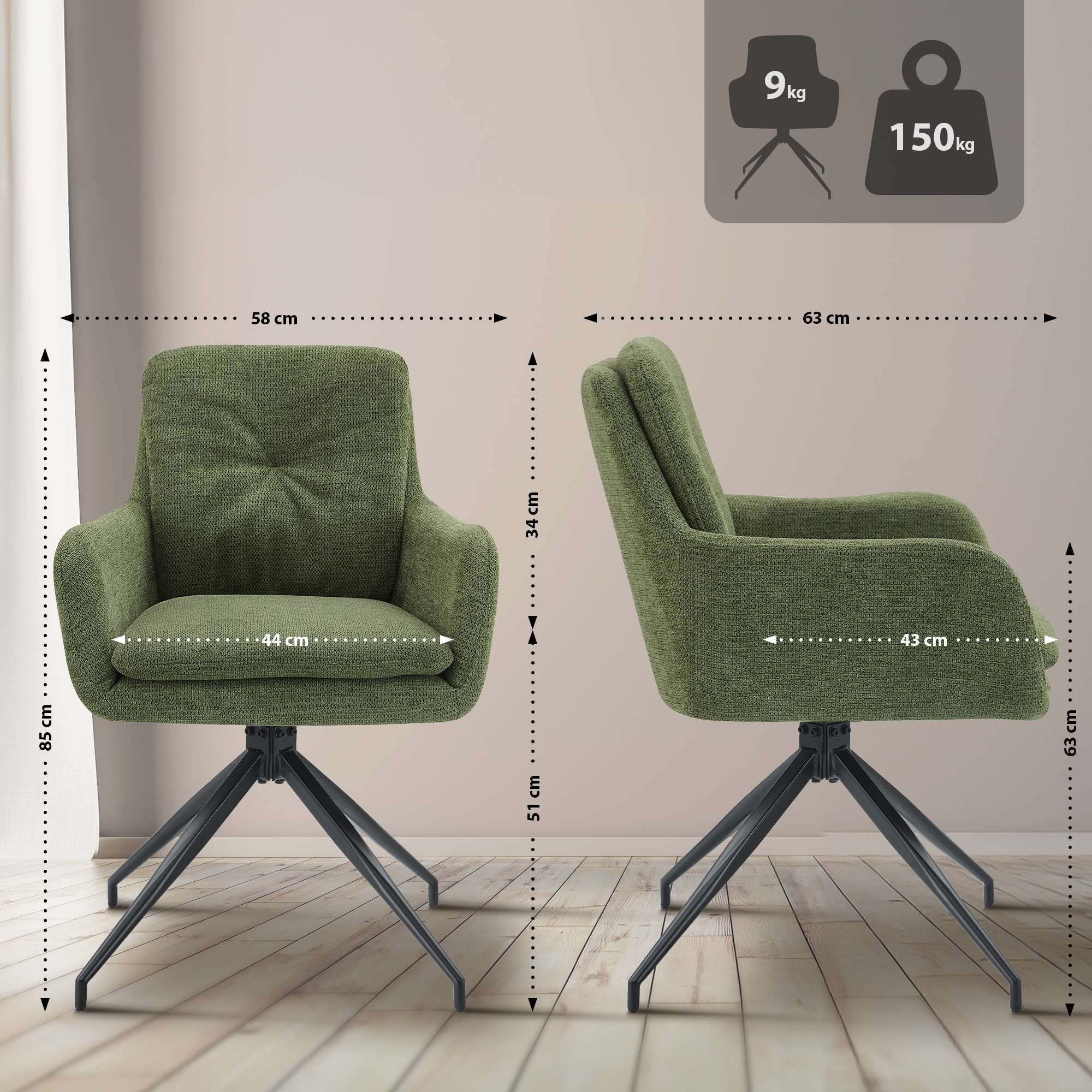 Silla de comedor Pickett tela