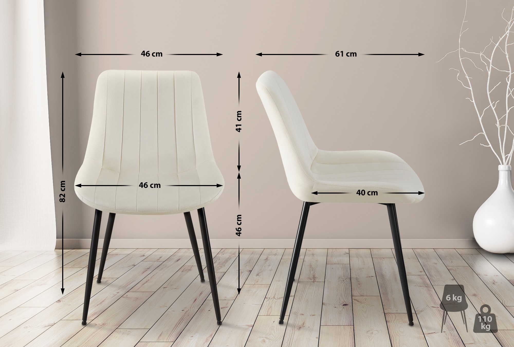 Silla de comedor Rahden en terciopelo