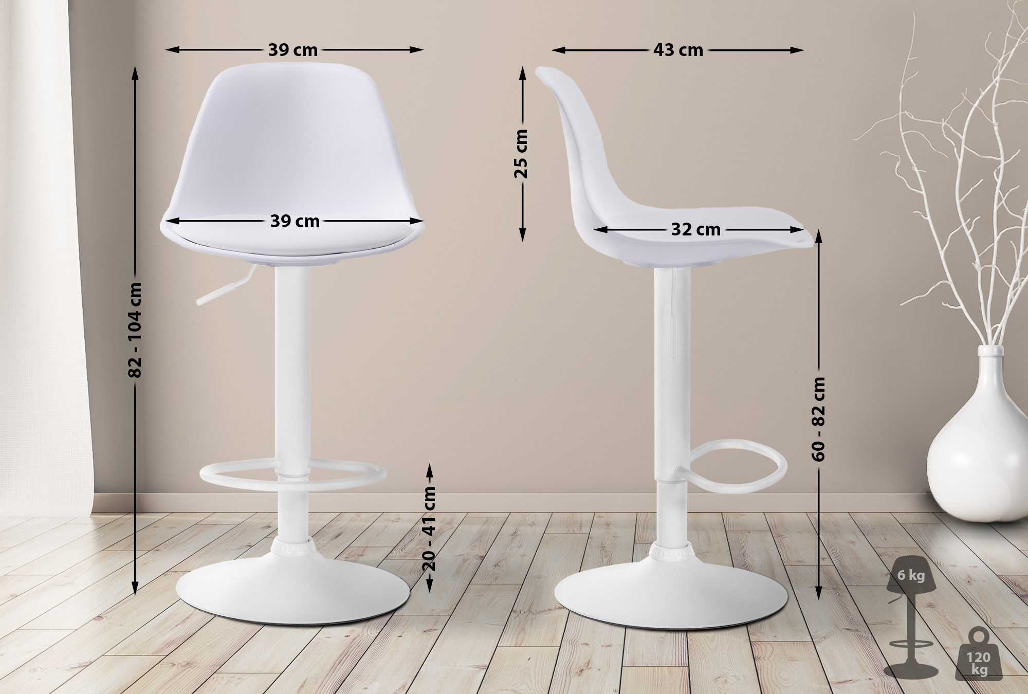 Taburete Kiel Estructura de Plástico & Asiento de Polipiel