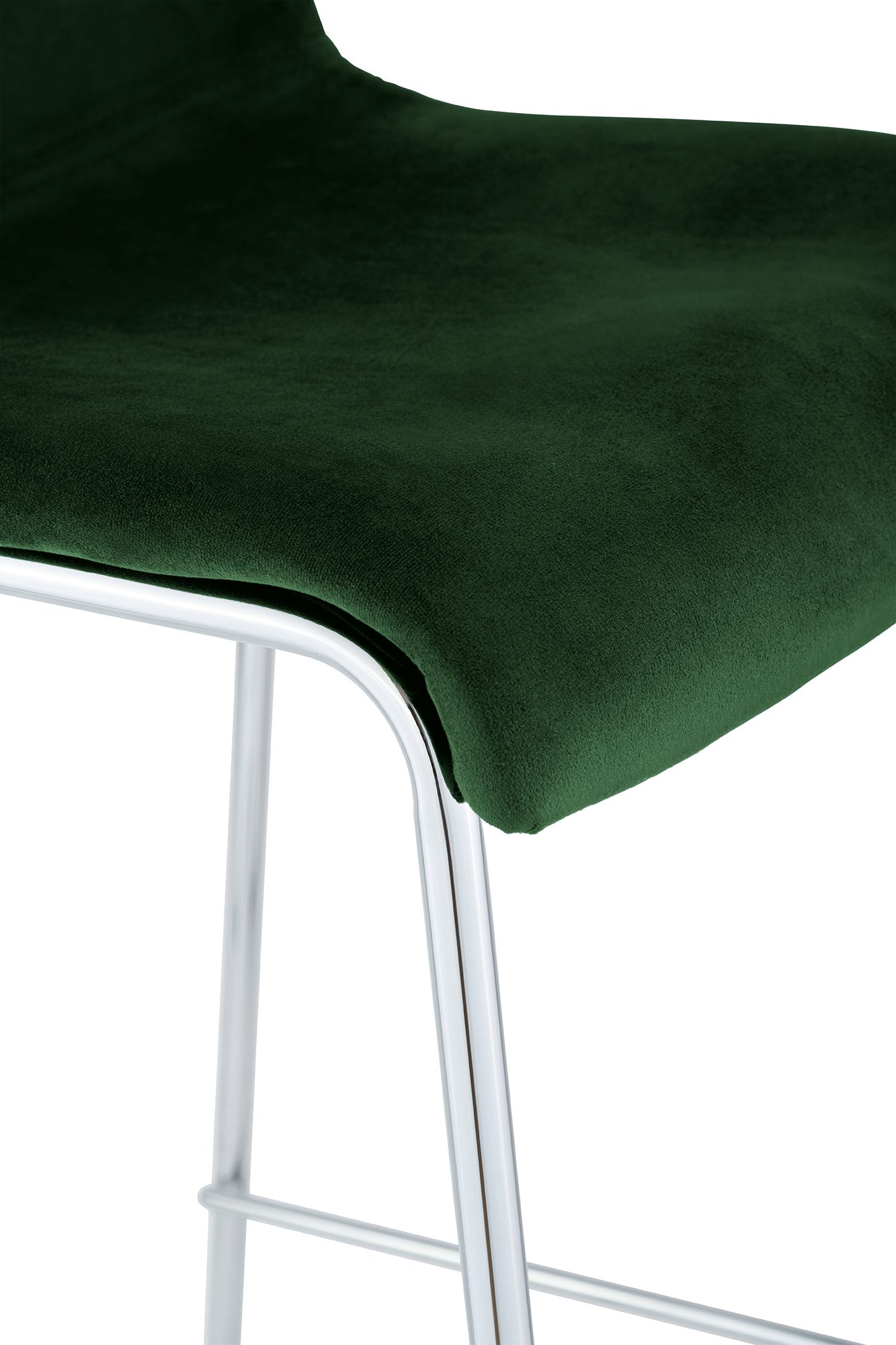 Taburete de barra Hover tapizado en terciopelo con estructura de cuatro patas cromada
