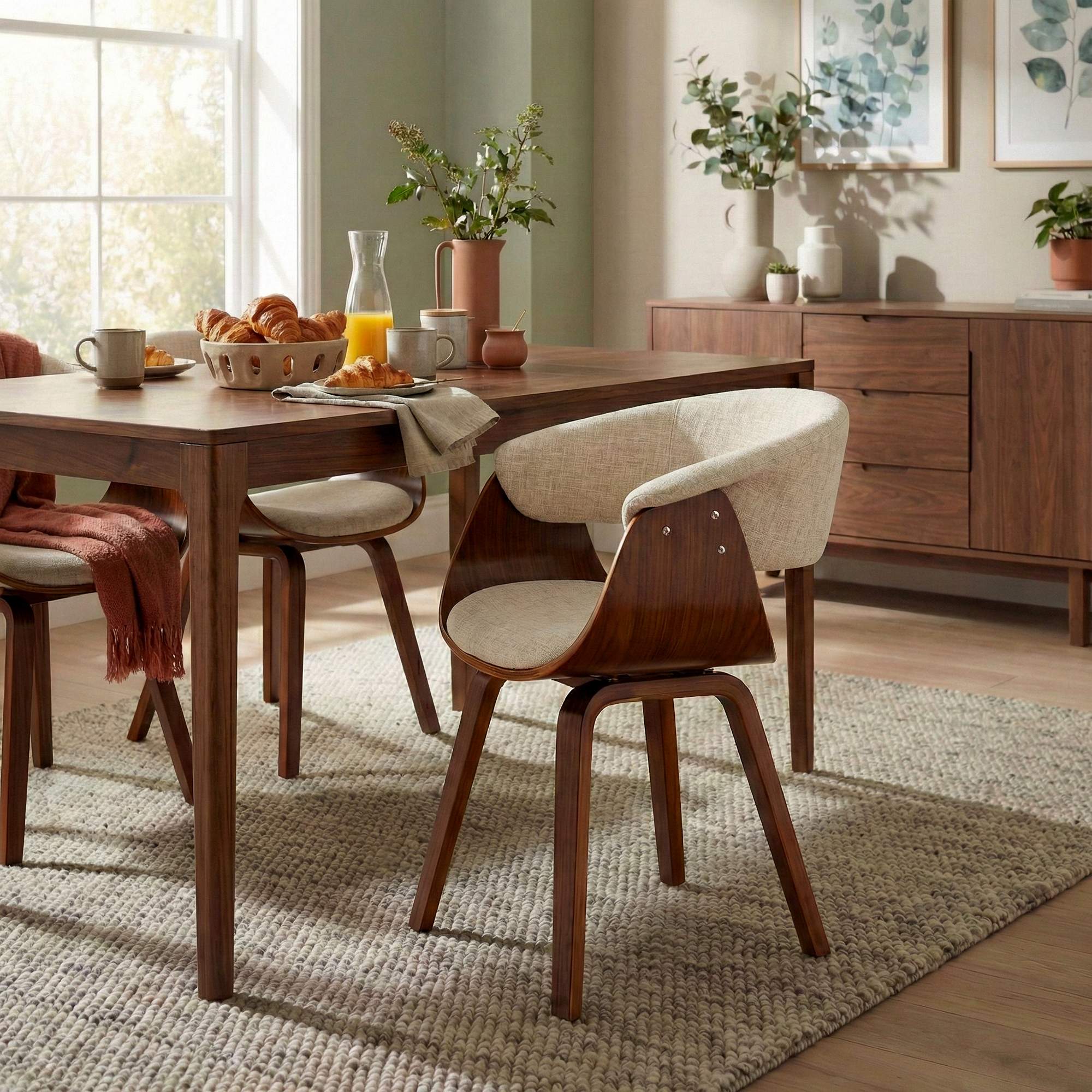 Lote de 2 sillas de comedor de tela Bruce