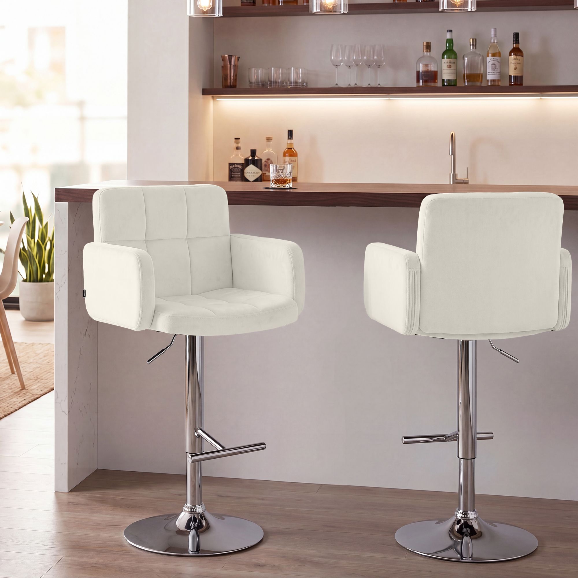 Lote de 2 taburetes de bar Los Angeles terciopelo