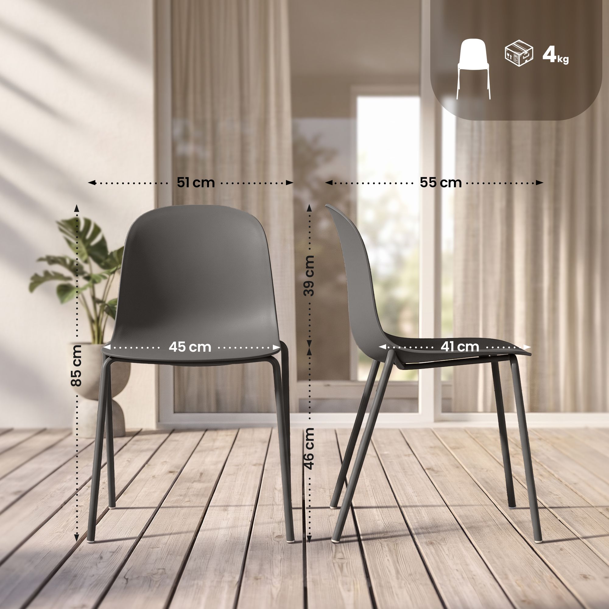 Silla Hardin: diseño moderno, estructura resistente y asiento cómodo para cualquier espacio del hogar