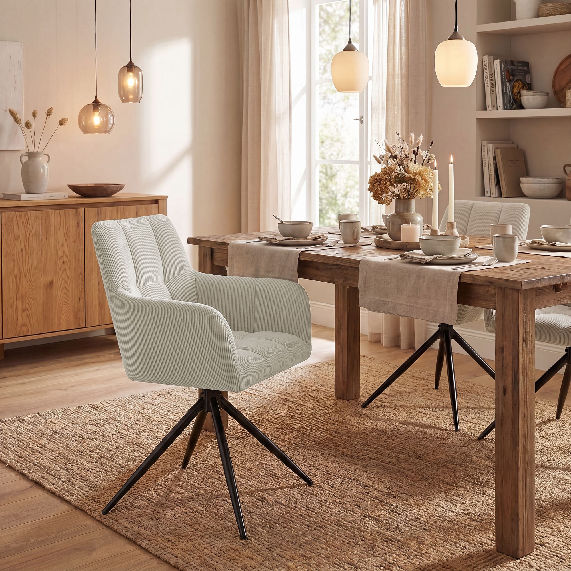 Silla de comedor Jonah de pana