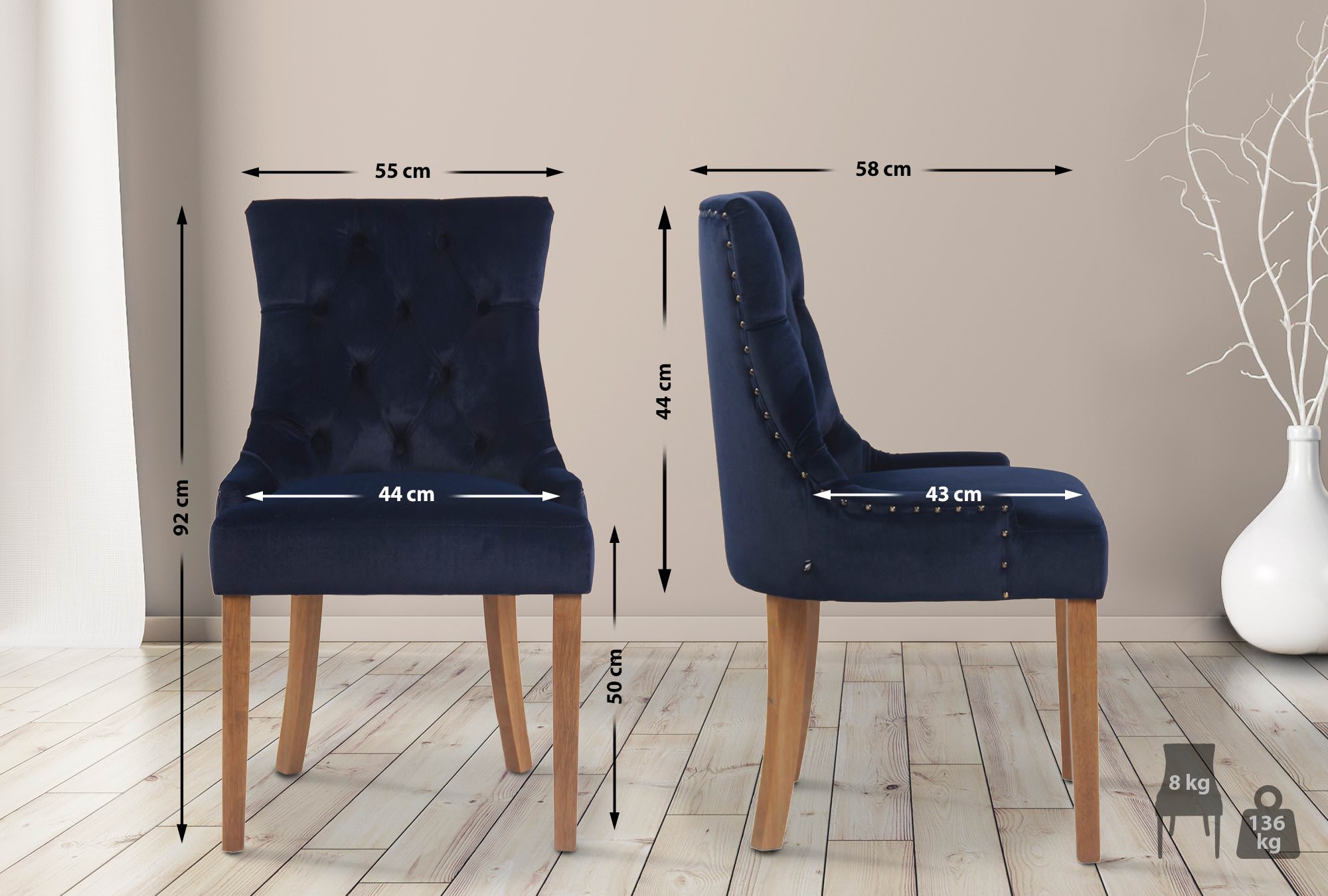 Silla De Comedor Aberdeen En Terciopelo