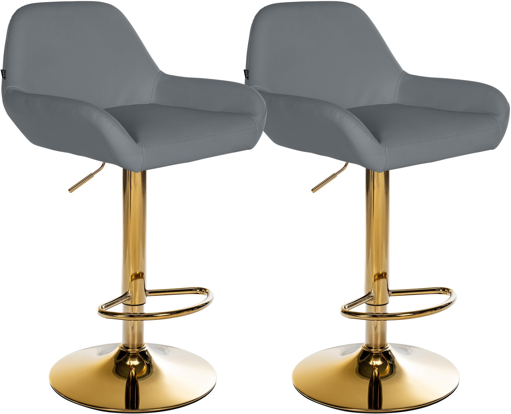 Set de 2 taburetes de bar Braga en polipiel con base dorada