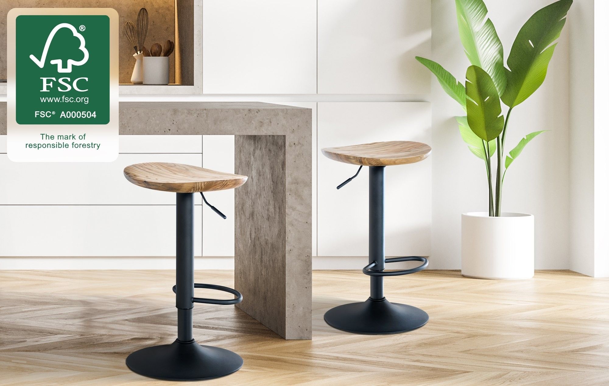 Taburete de bar Eskelde con base metálica