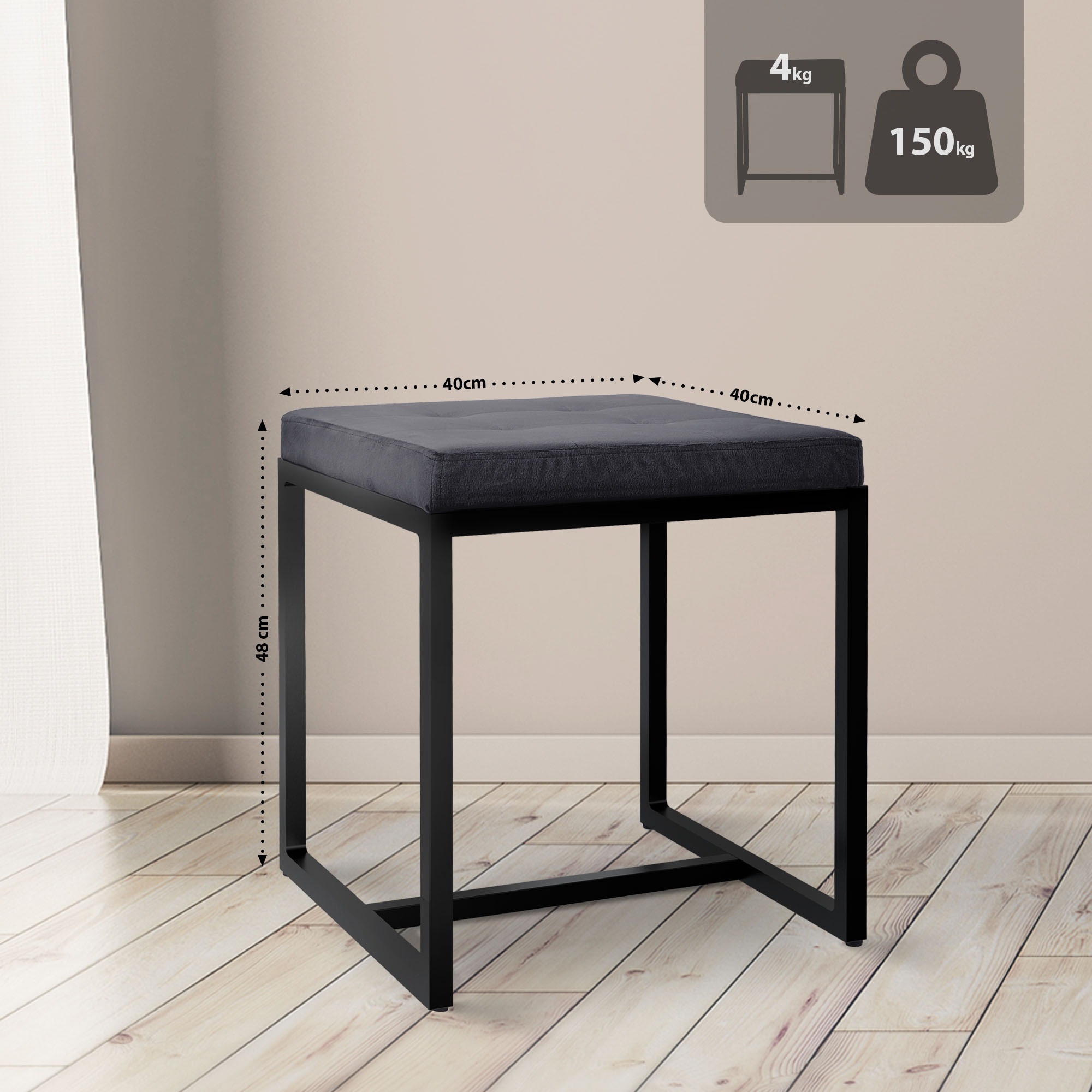 Taburete Barci con marco negro