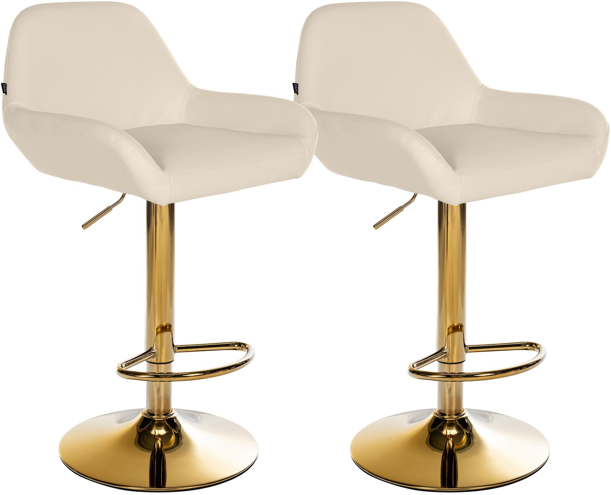 Set de 2 taburetes de bar Braga en polipiel con base dorada