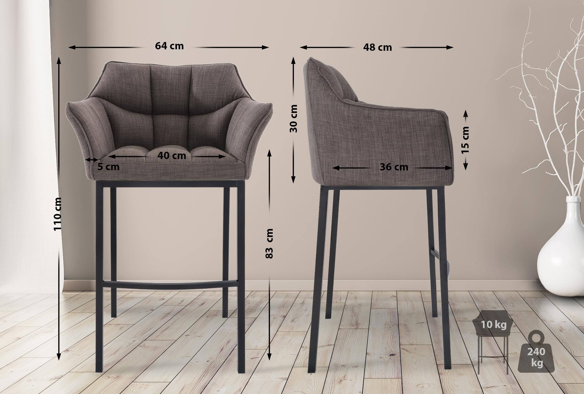 Taburete de Bar Damaso Tela con Base de Cuatro Patas