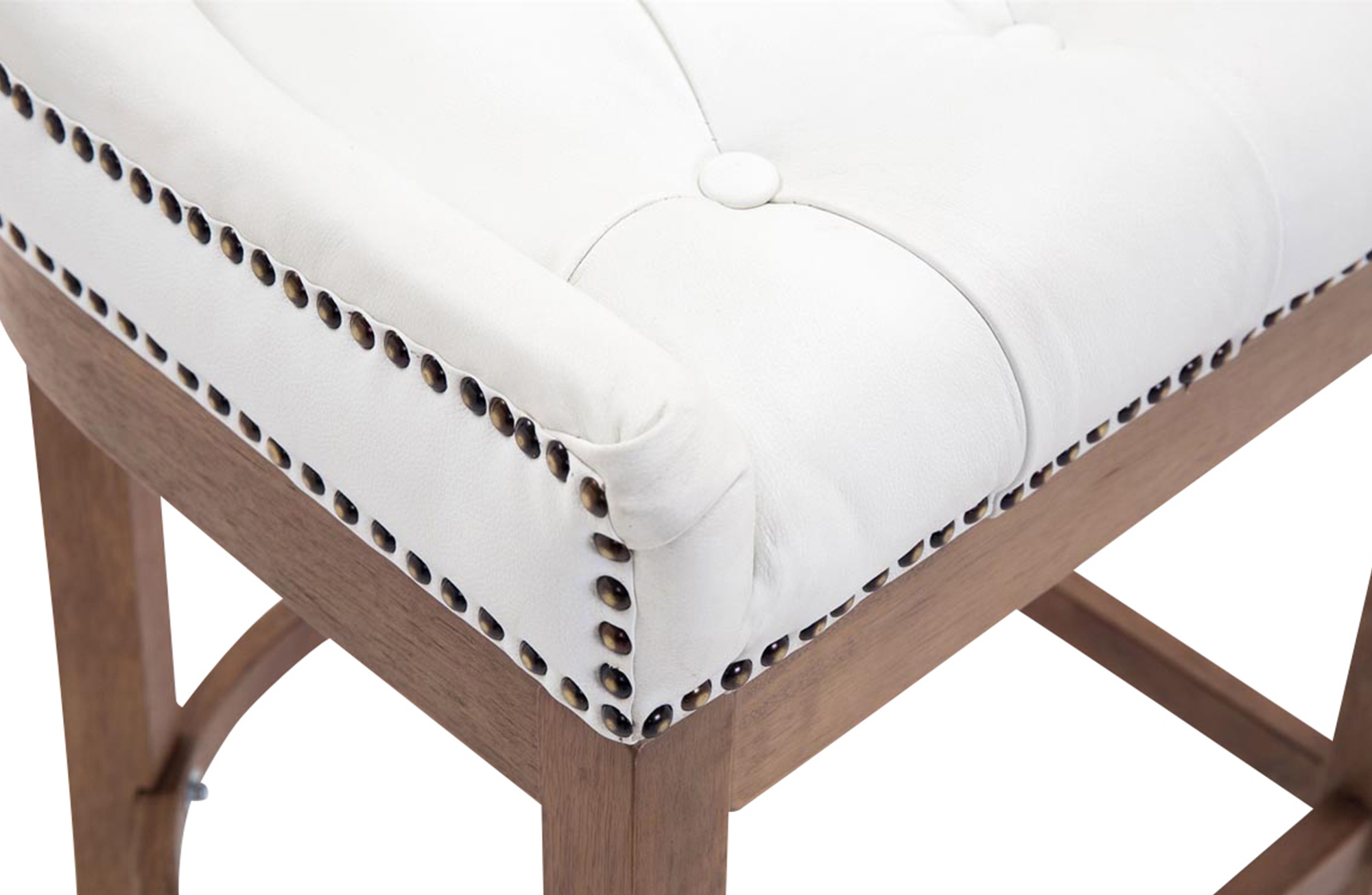 Taburete Lakewood Cuero Aútentico & Madera Clara