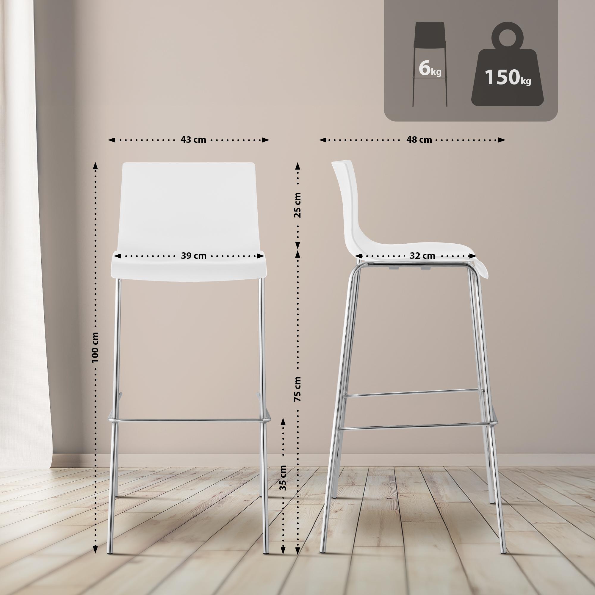 Taburete de Bar Hover de Plástico Base de 4 Patas