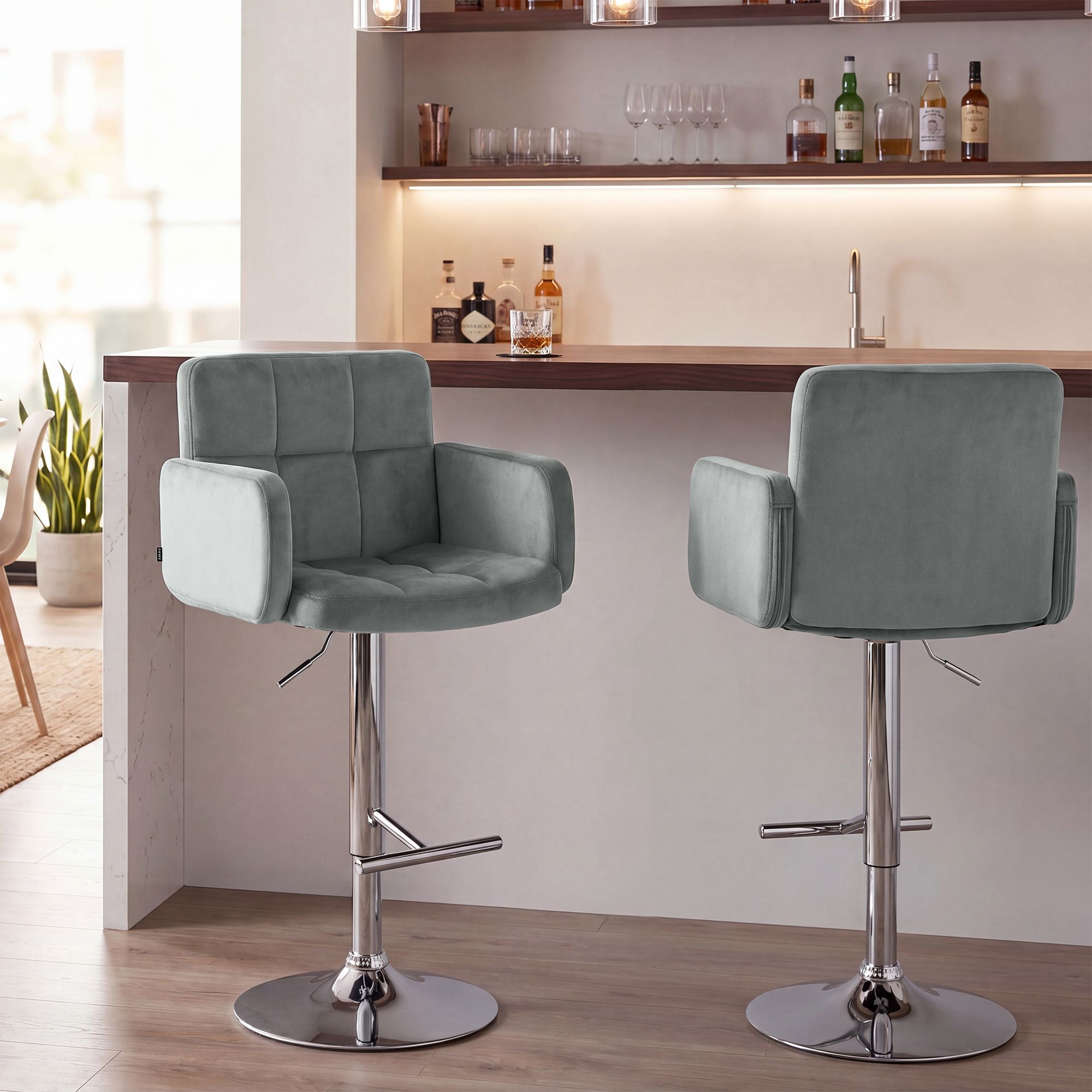 Lote de 2 taburetes de bar Los Angeles terciopelo