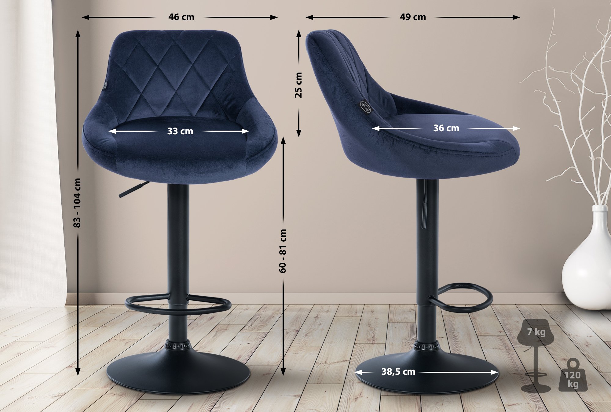 Set de 2 Taburetes Lazio en terciopelo