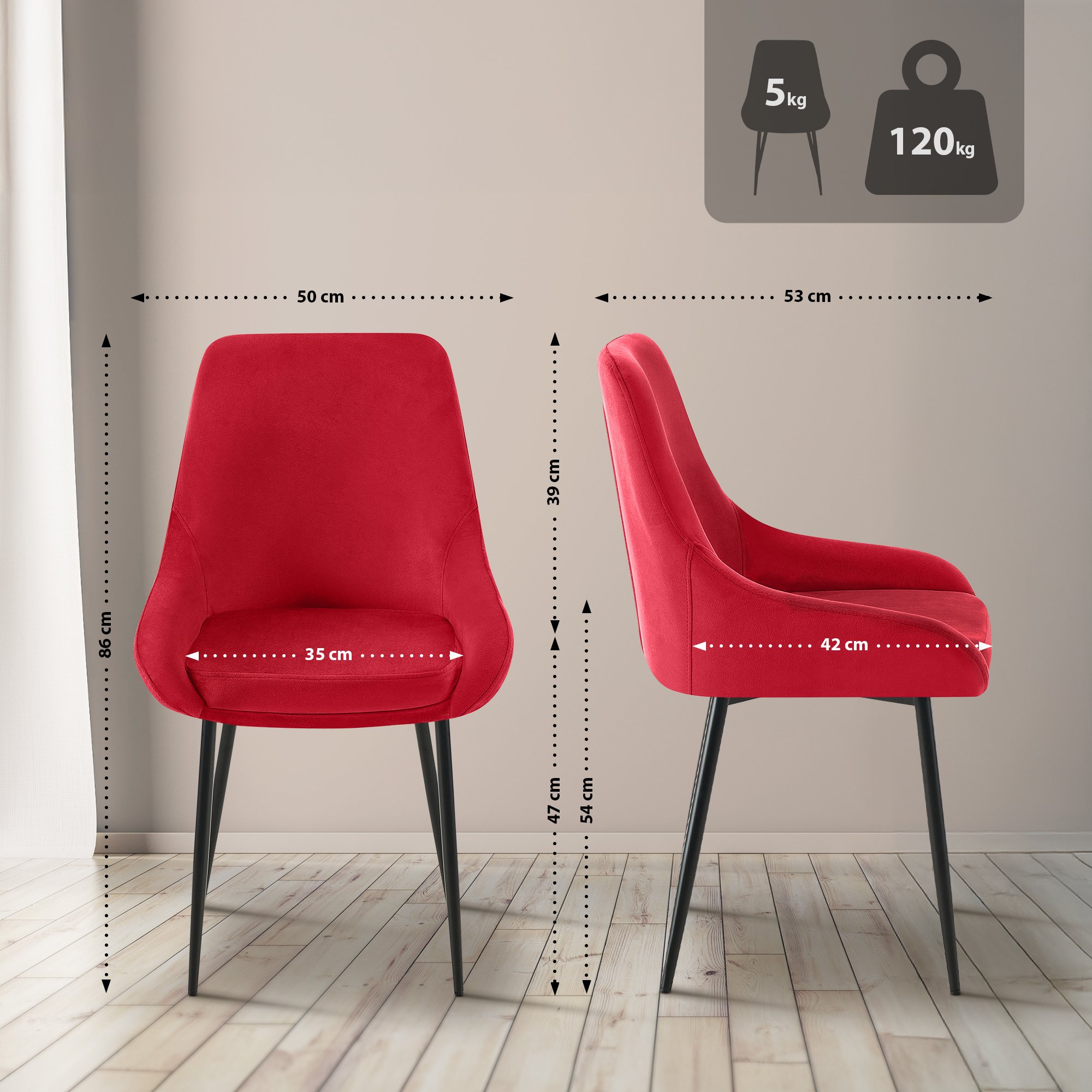 Silla de comedor Elmira Terciopelo