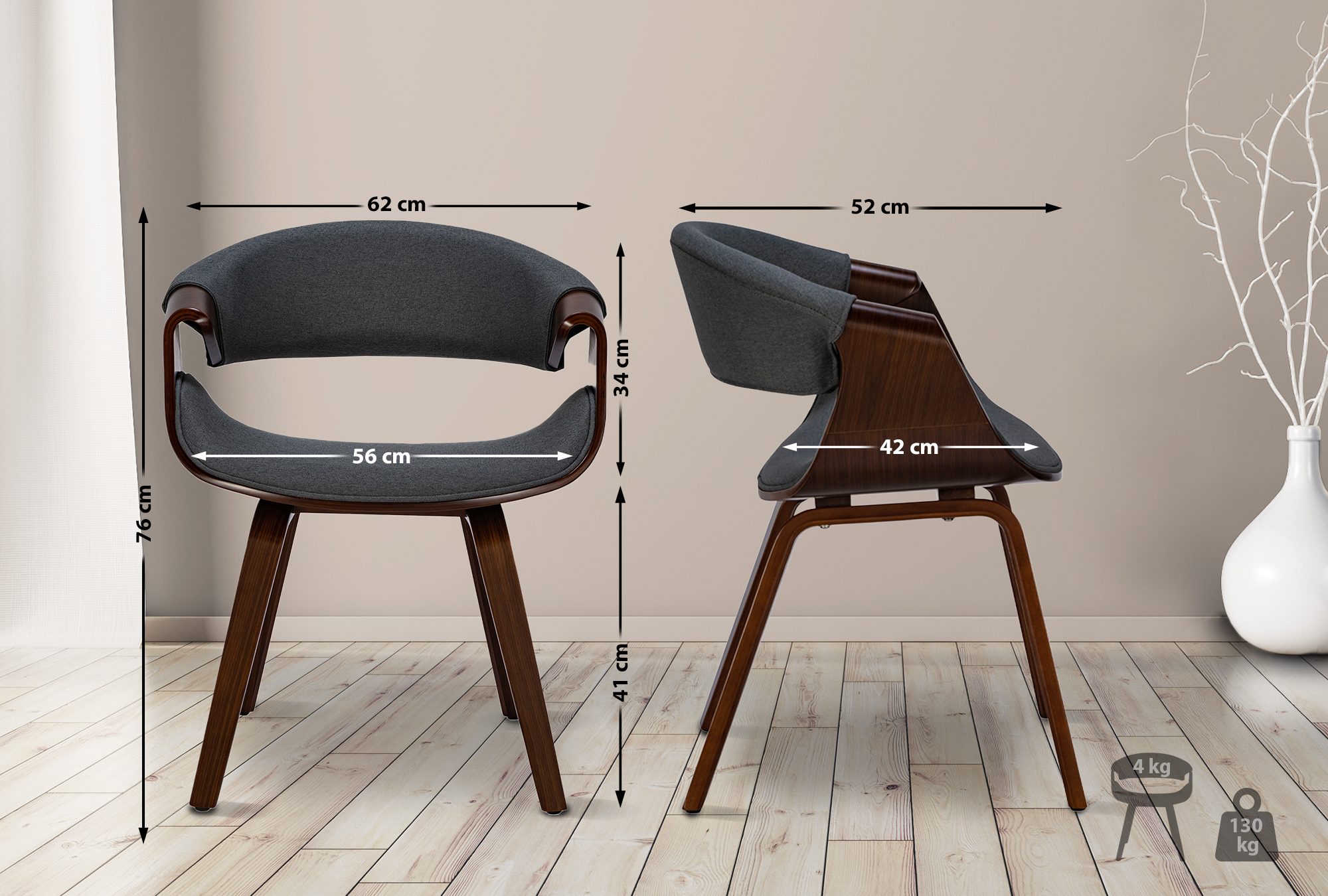 Set de 2 Sillas de comedor Foley