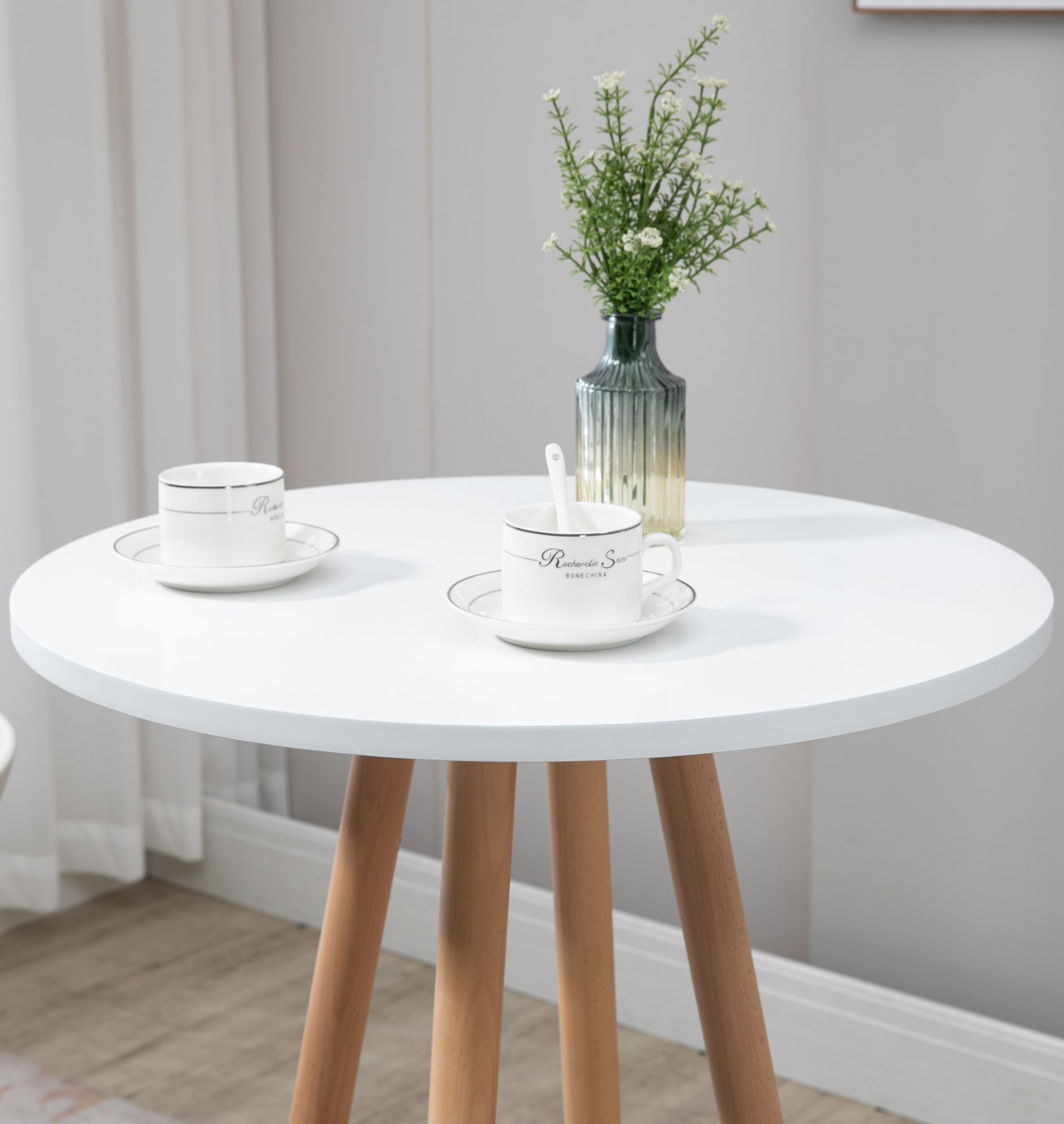 Mesa de bar Livia con tablero redondo de madera