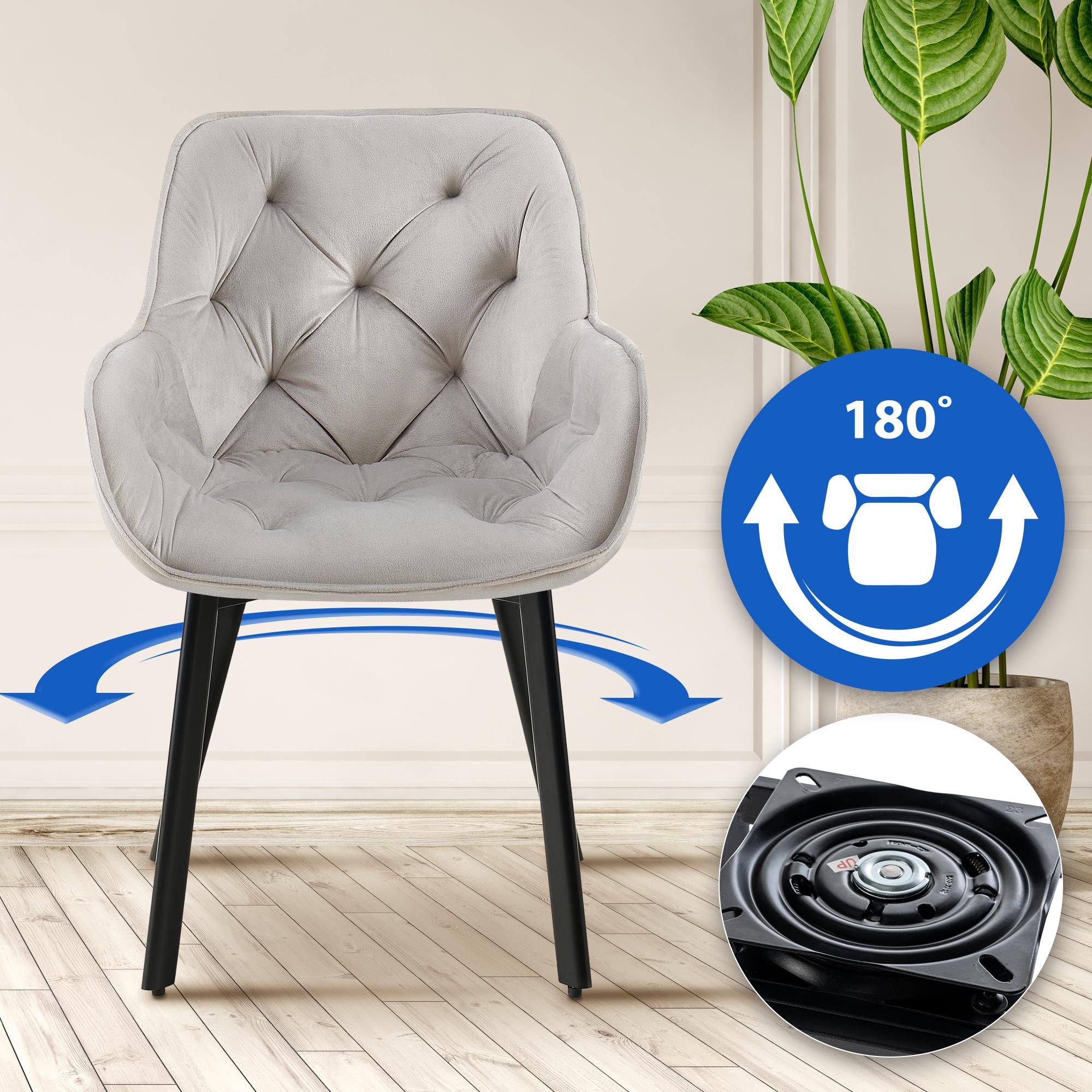 Juego de 2 Sillas de Comedor Antigo Giratorias de Terciopelo