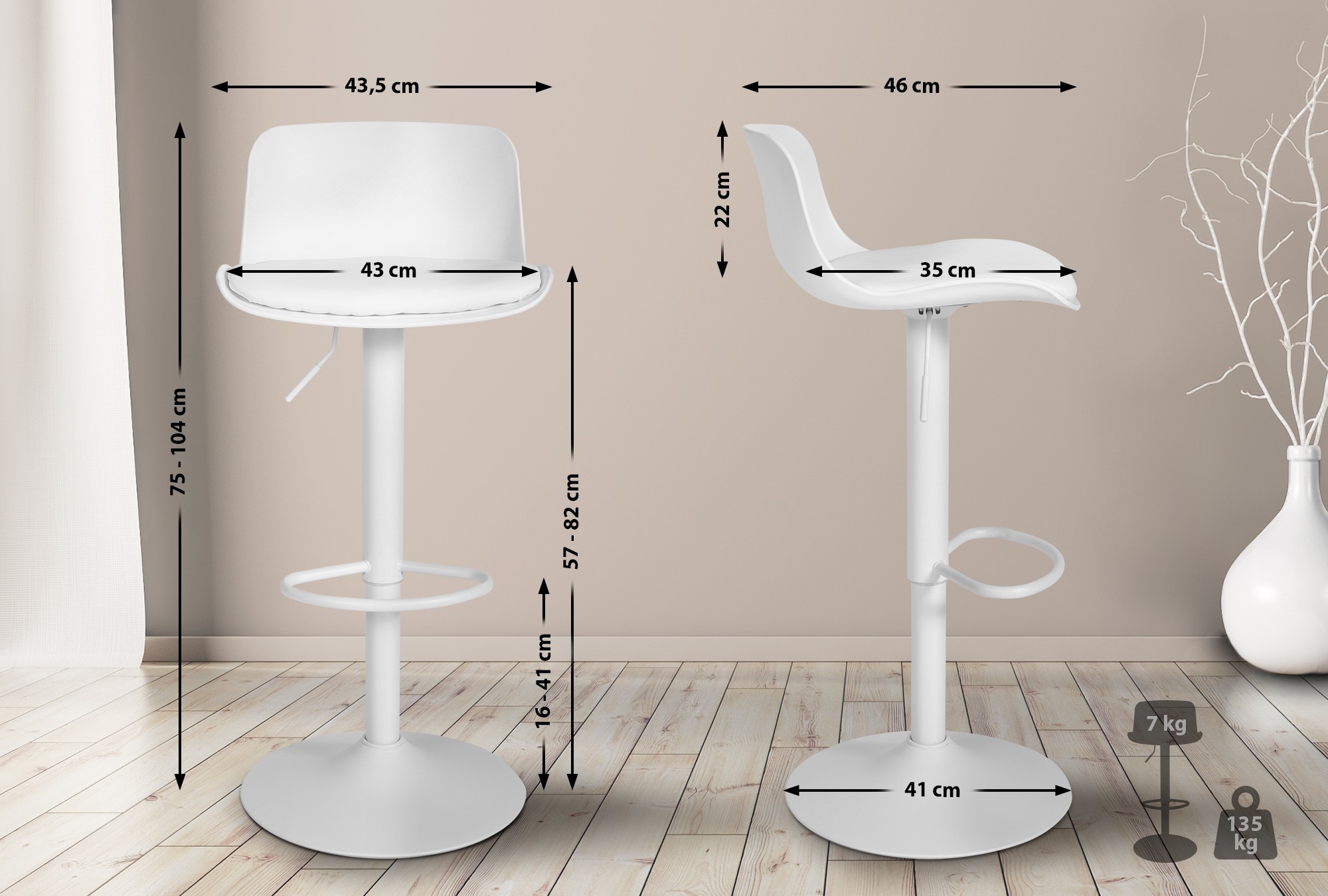 Taburete de bar Almada con asiento en polipiel