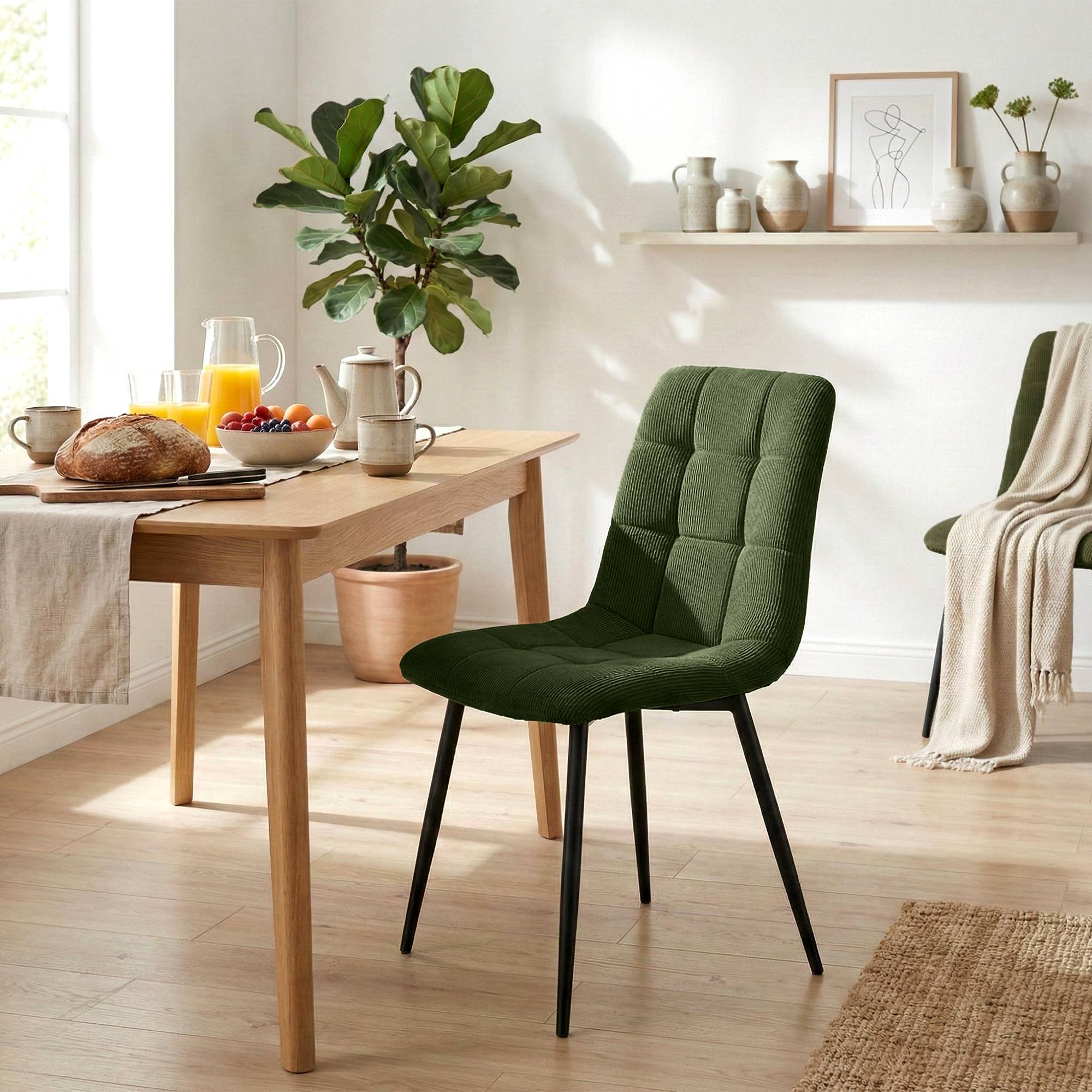 Set de 2 sillas de comedor Antibes de pana