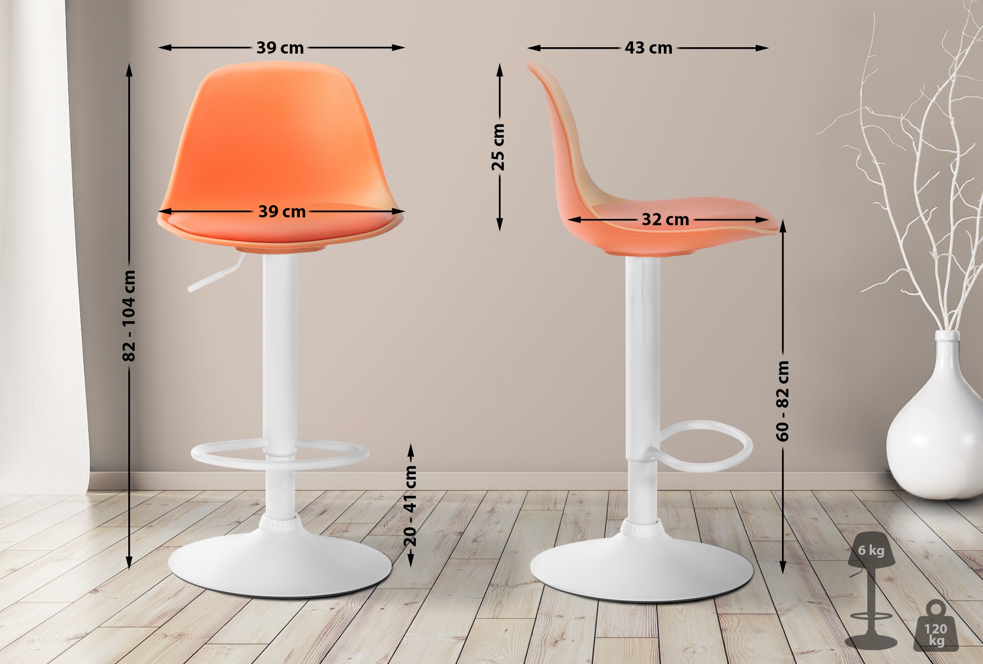 Taburete Kiel Estructura de Plástico & Asiento de Polipiel