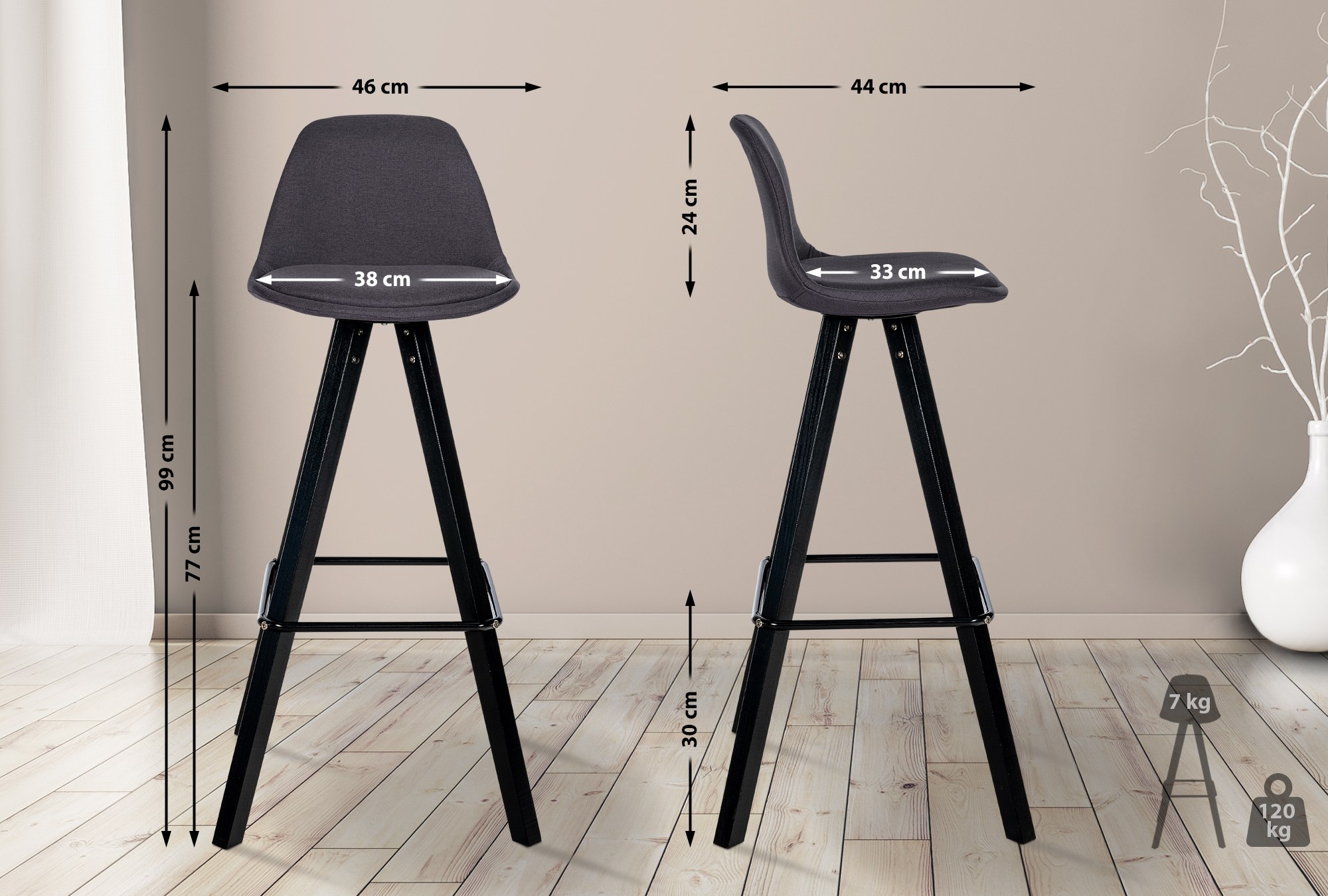 Taburete de bar Corbin Tela Cuadrado