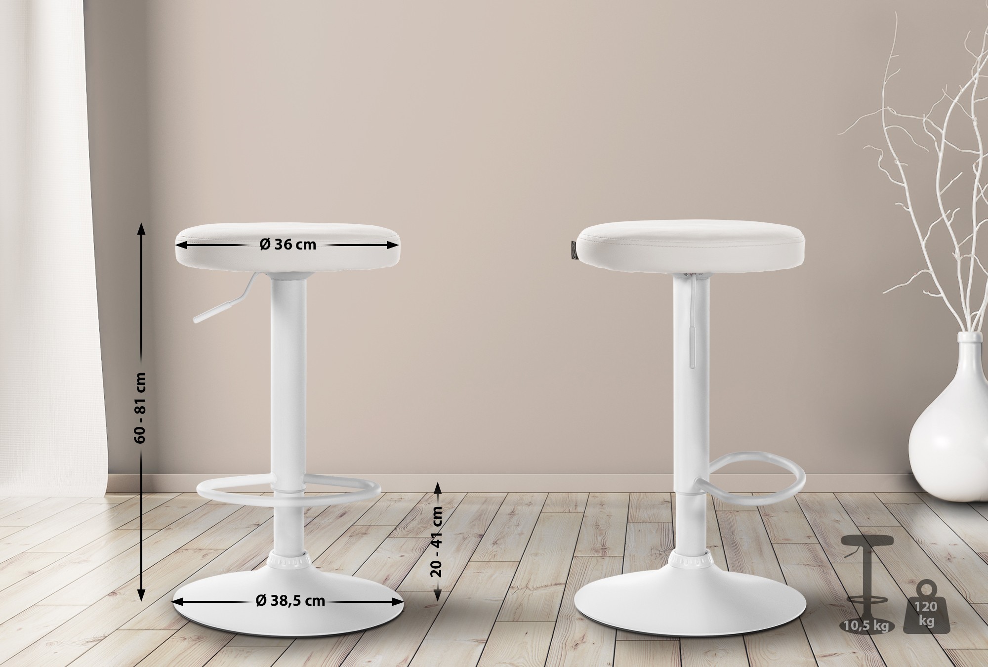Set de 2 taburetes de bar Ponte en polipiel