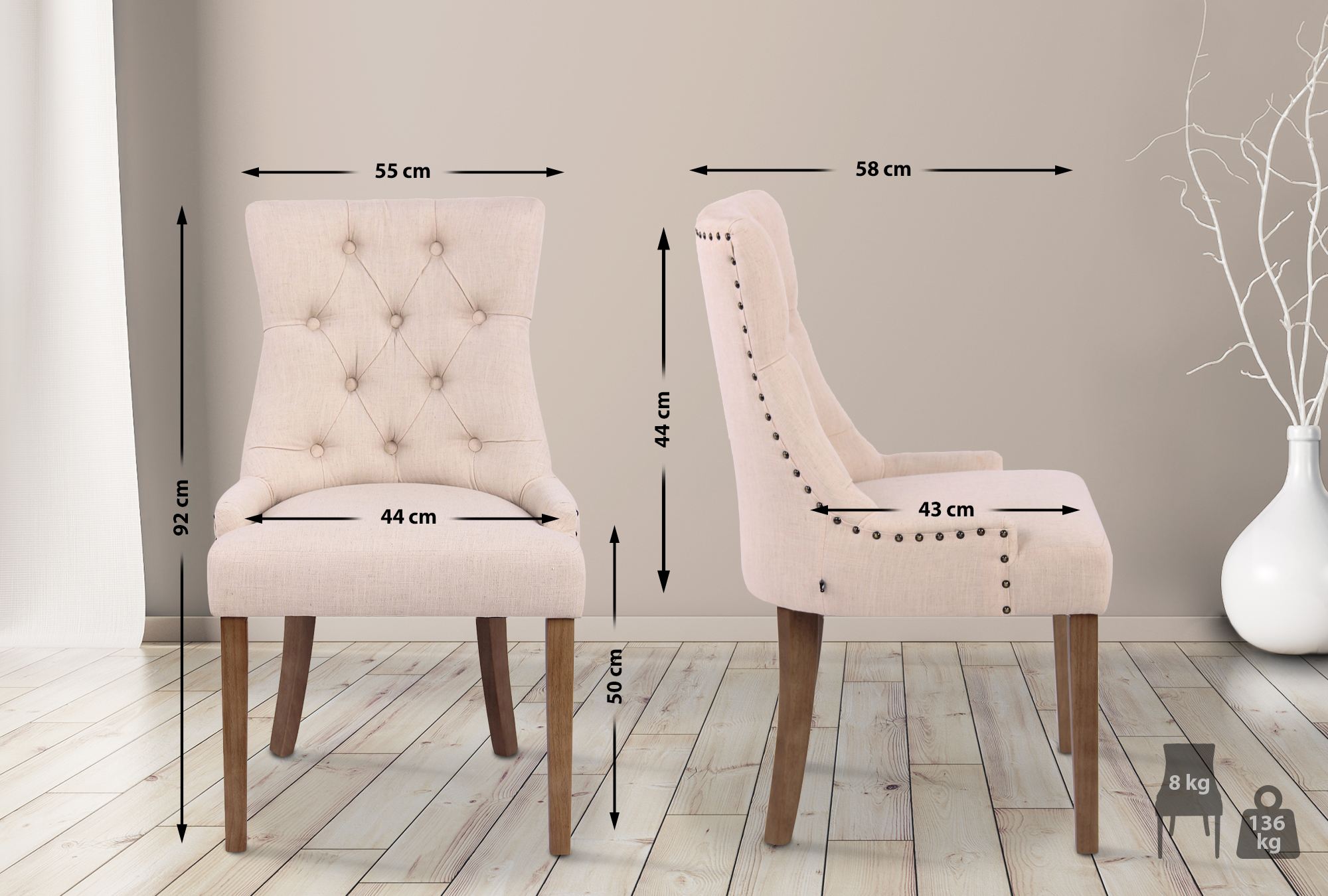 Set De 2 Sillas De Comedor Aberdeen