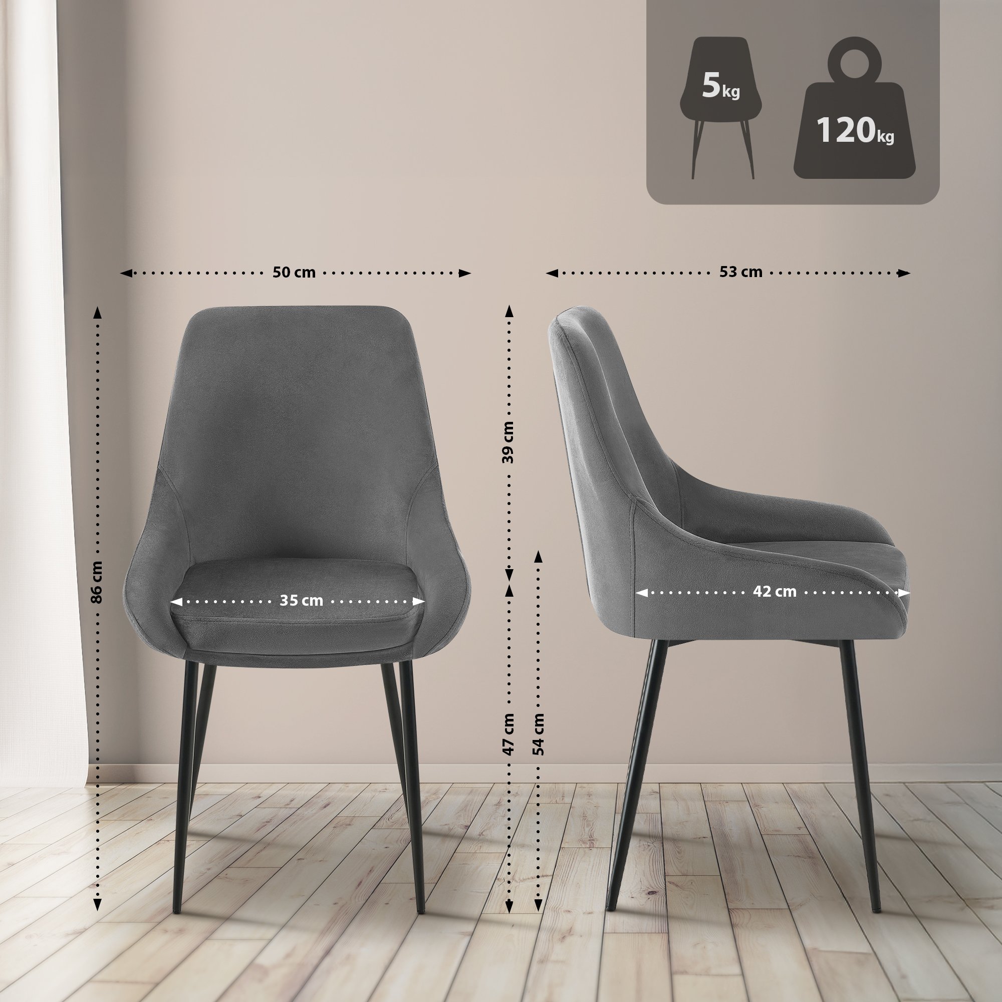 Silla de comedor Elmira Terciopelo
