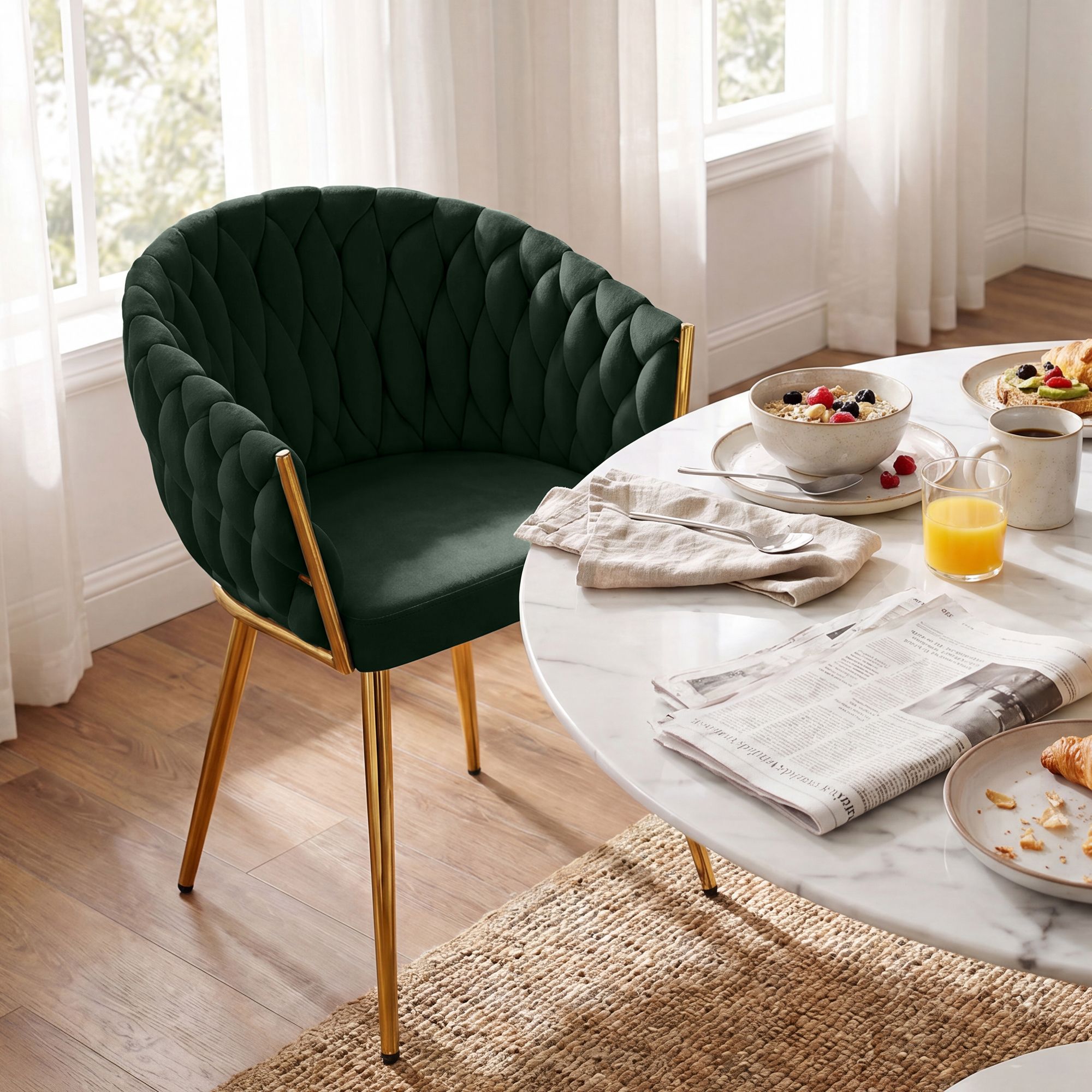 Silla de comedor Molise terciopelo dorado elegante y cómoda para tu hogar