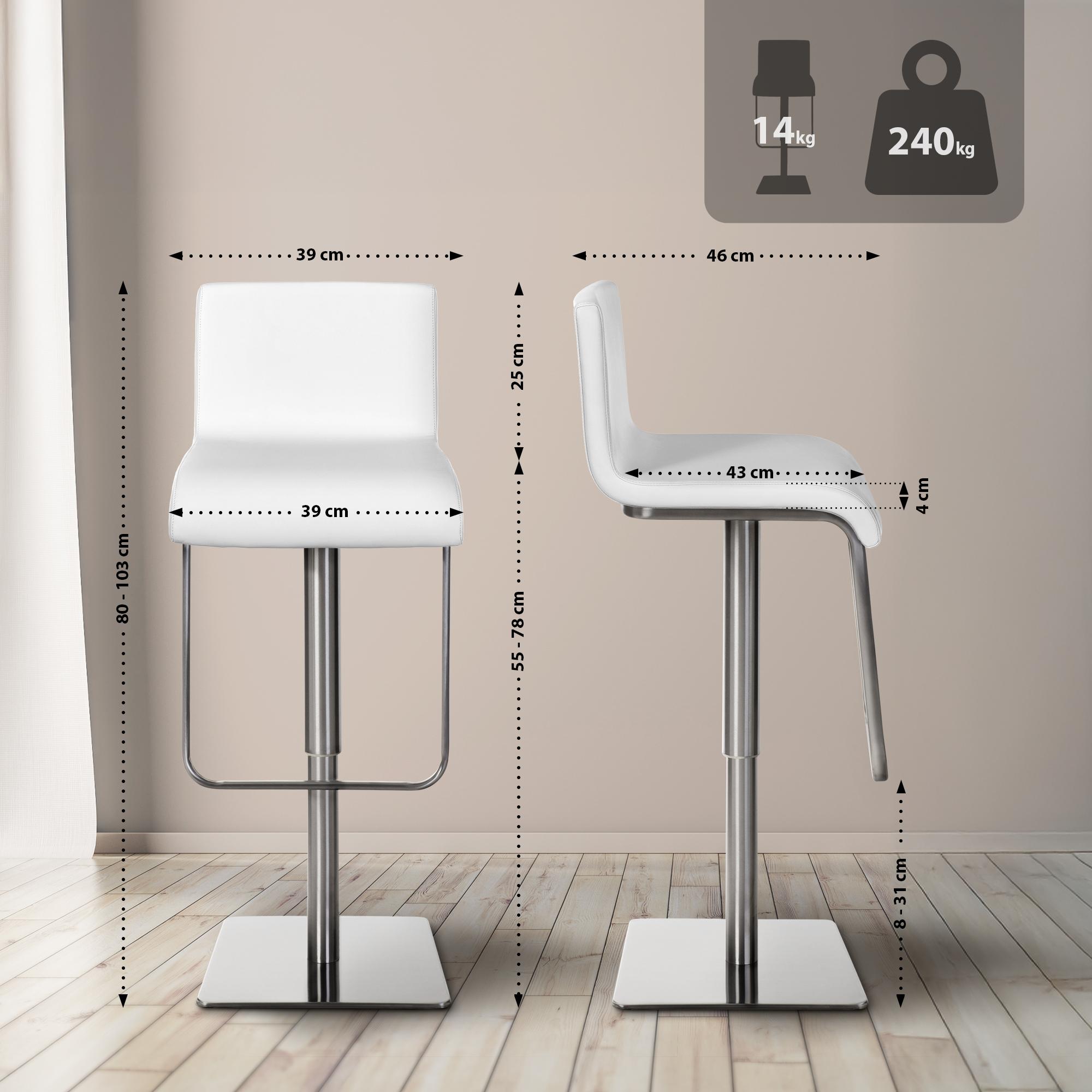 Juego de 2 taburetes de bar Limon con funda de cuero sintético