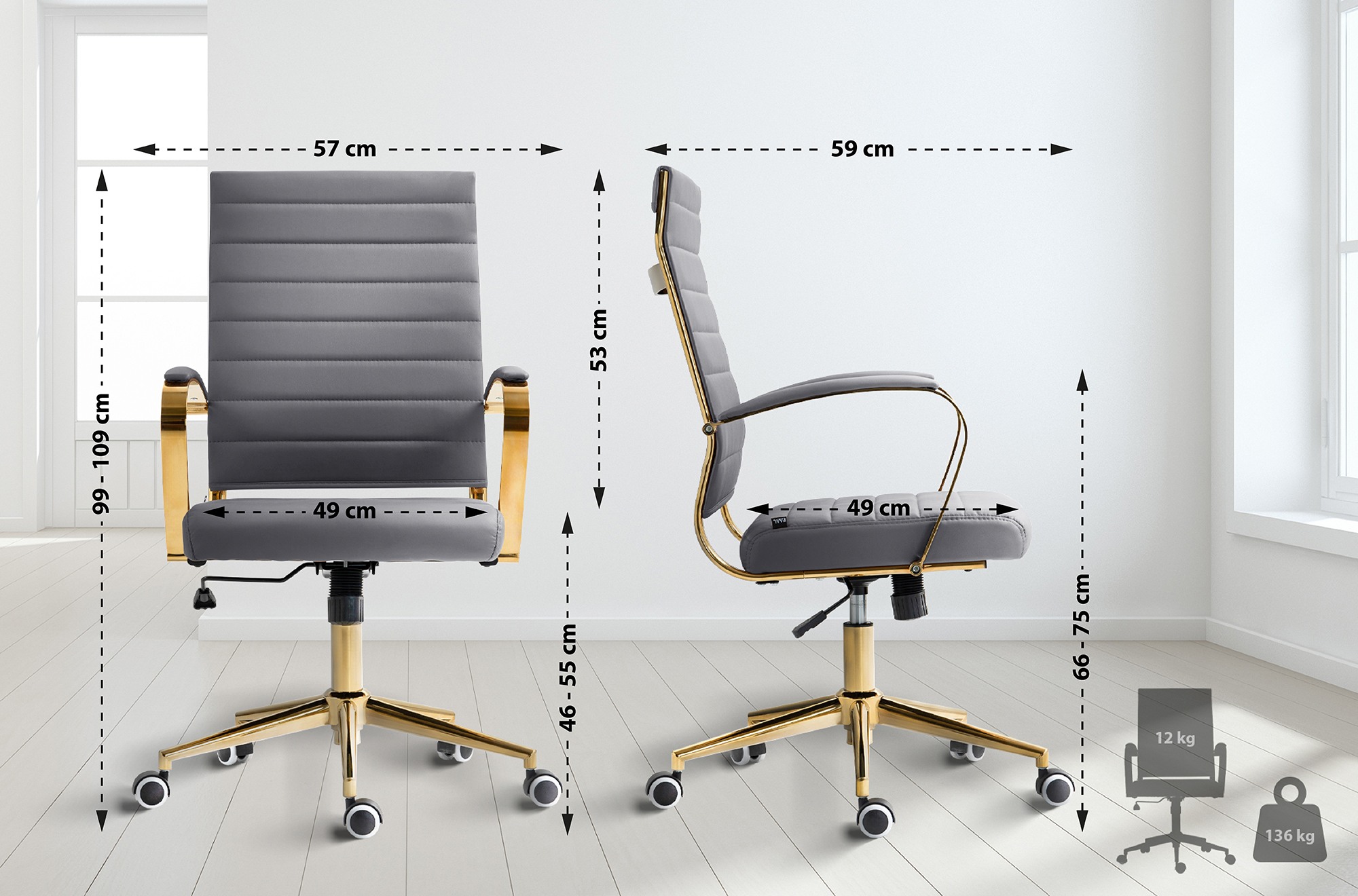 Silla de oficina Havanna en polipiel