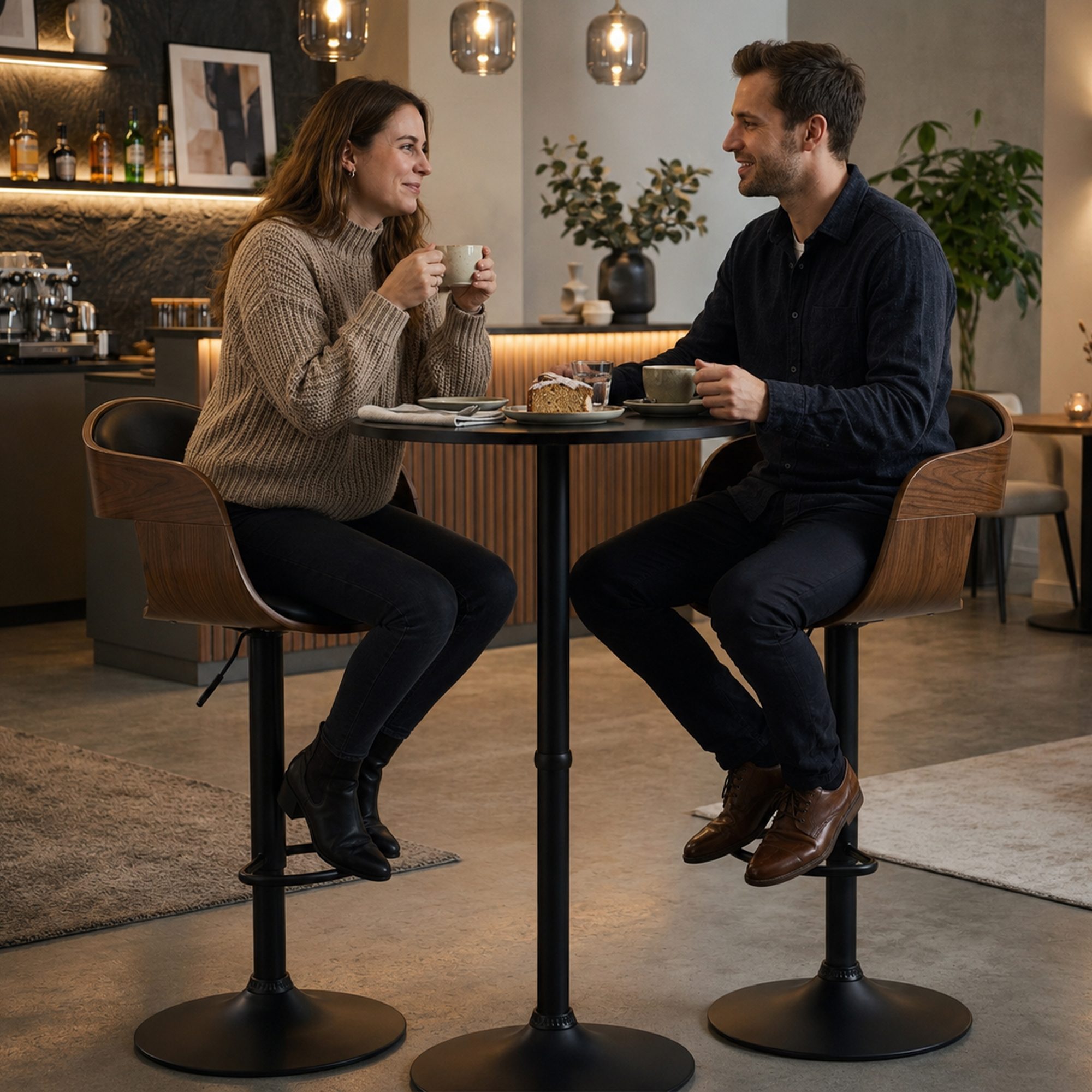 Conjunto de mesa alta Kivo con dos taburetes de bar