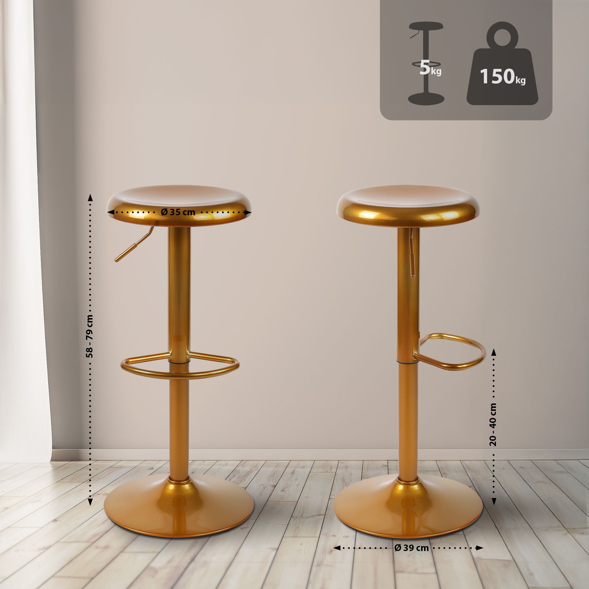 Juego de 2 taburetes de bar Williston