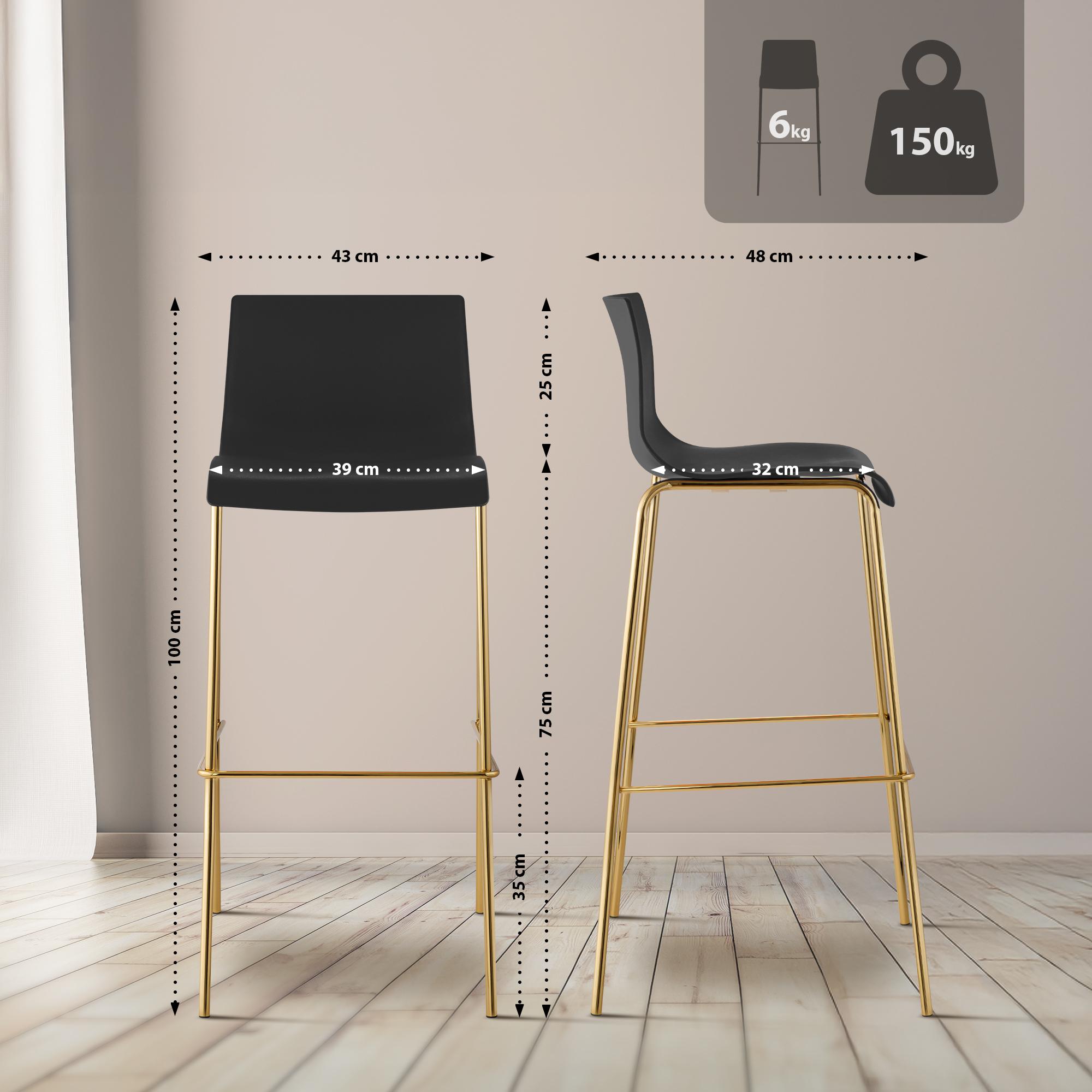 Taburete de Bar Hover Base Cuatro Patas Plástico Dorado