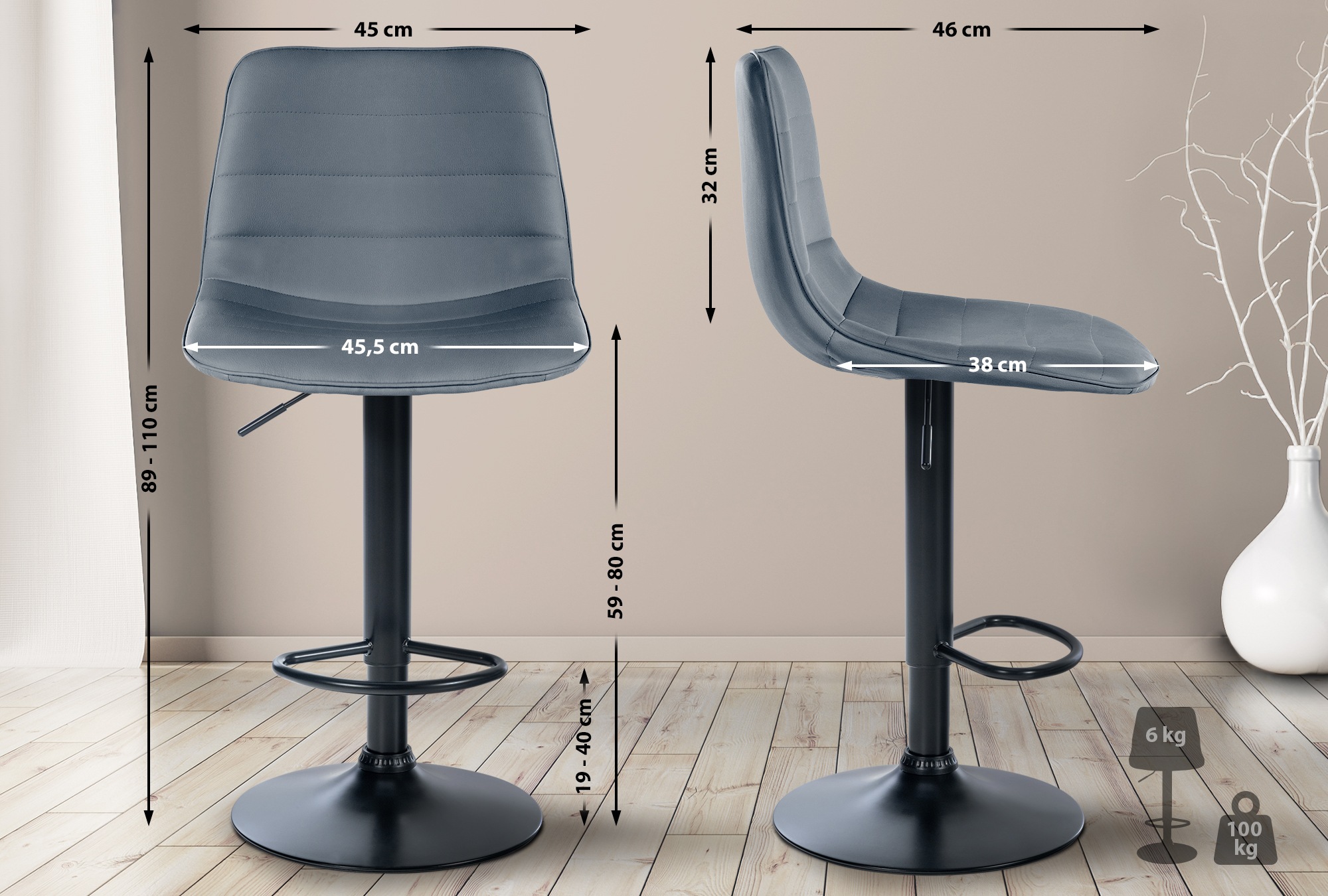 Taburete de bar Lex en piel sintética