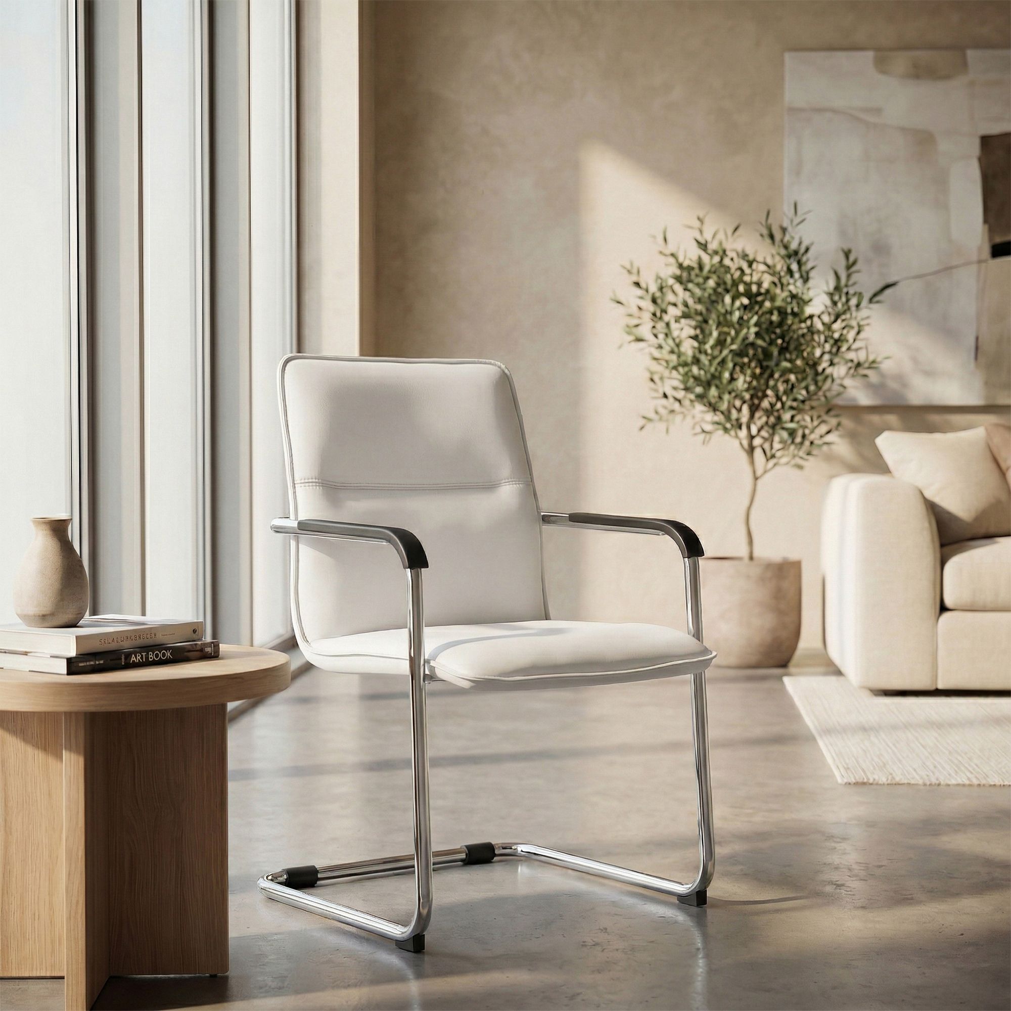 Silla voladiza Seattle de piel sintetica