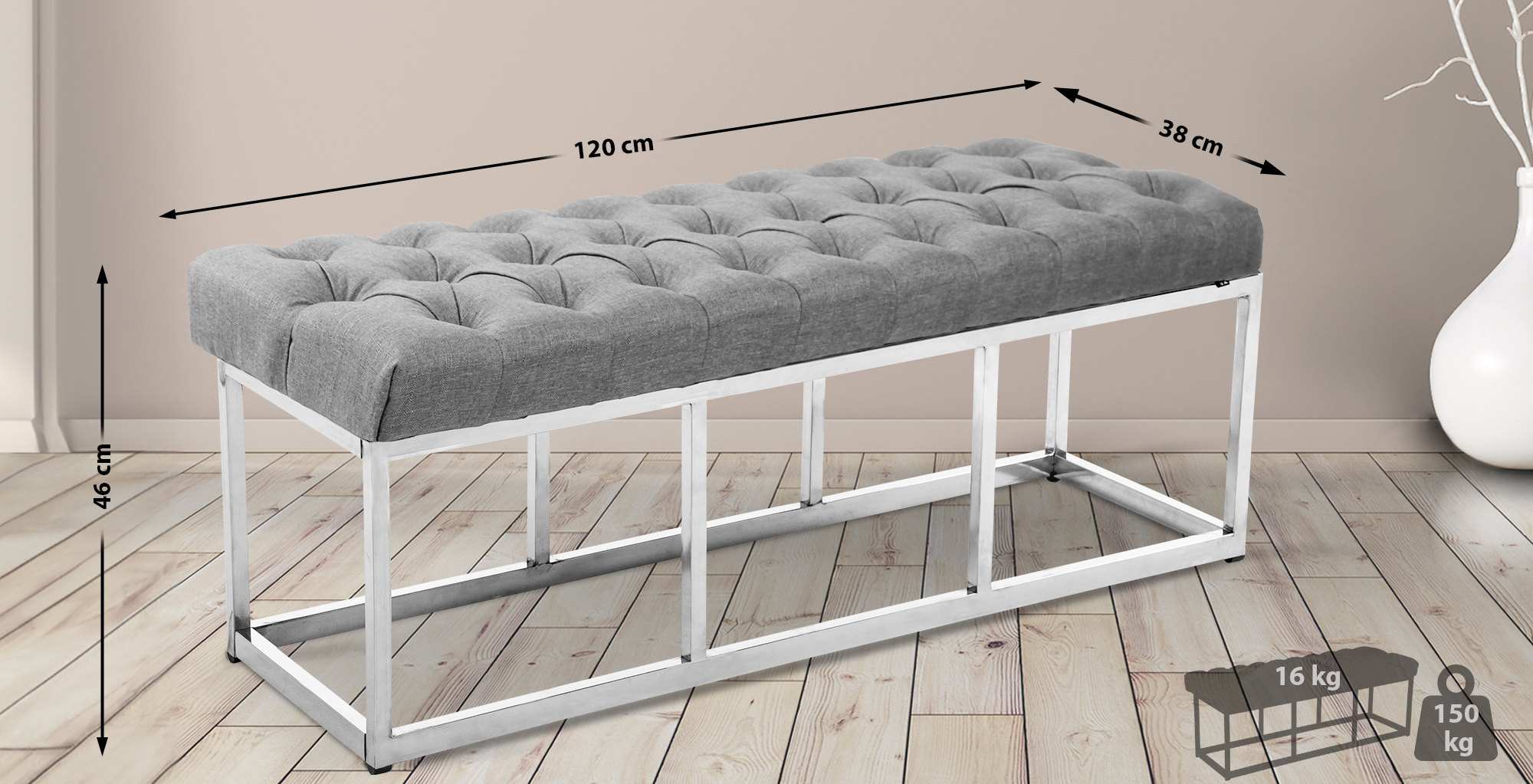 Taburete Pie de Cama Amun en Tela