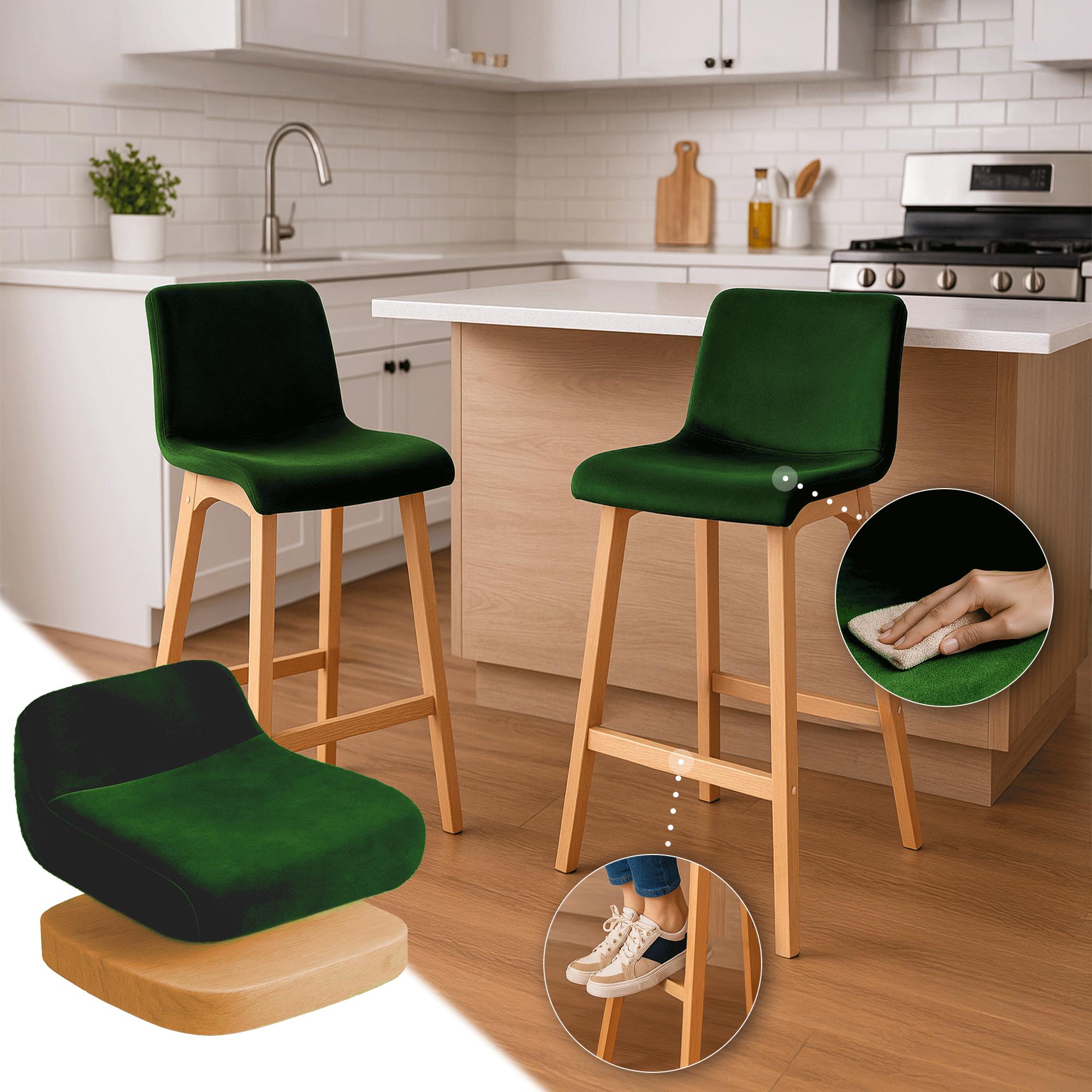 Taburete de bar Hover terciopelo estructura de cuatro patas Natura