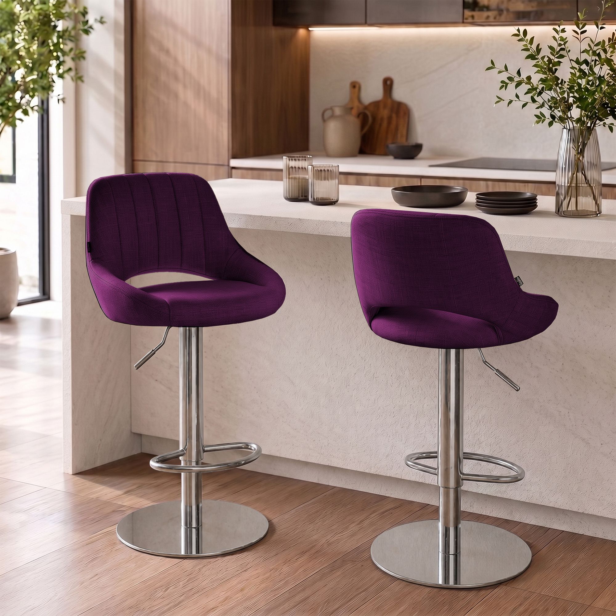 Set de 2 taburetes de bar Milet cromados con base extra pesada