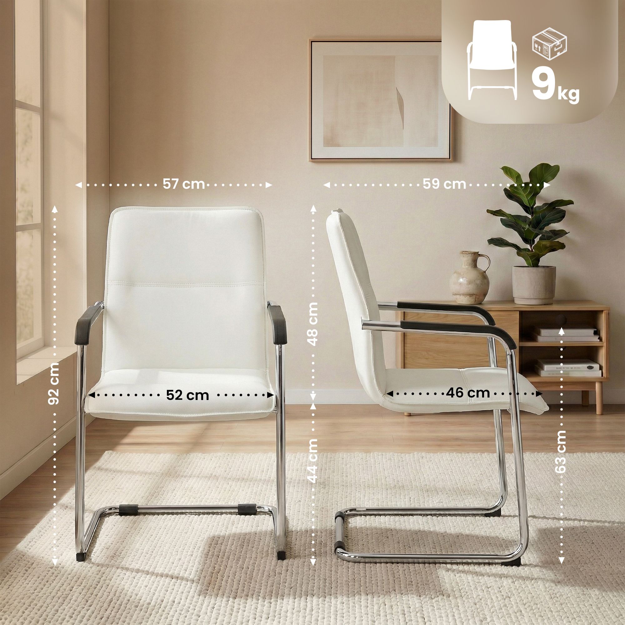 Silla voladiza Seattle de piel sintetica