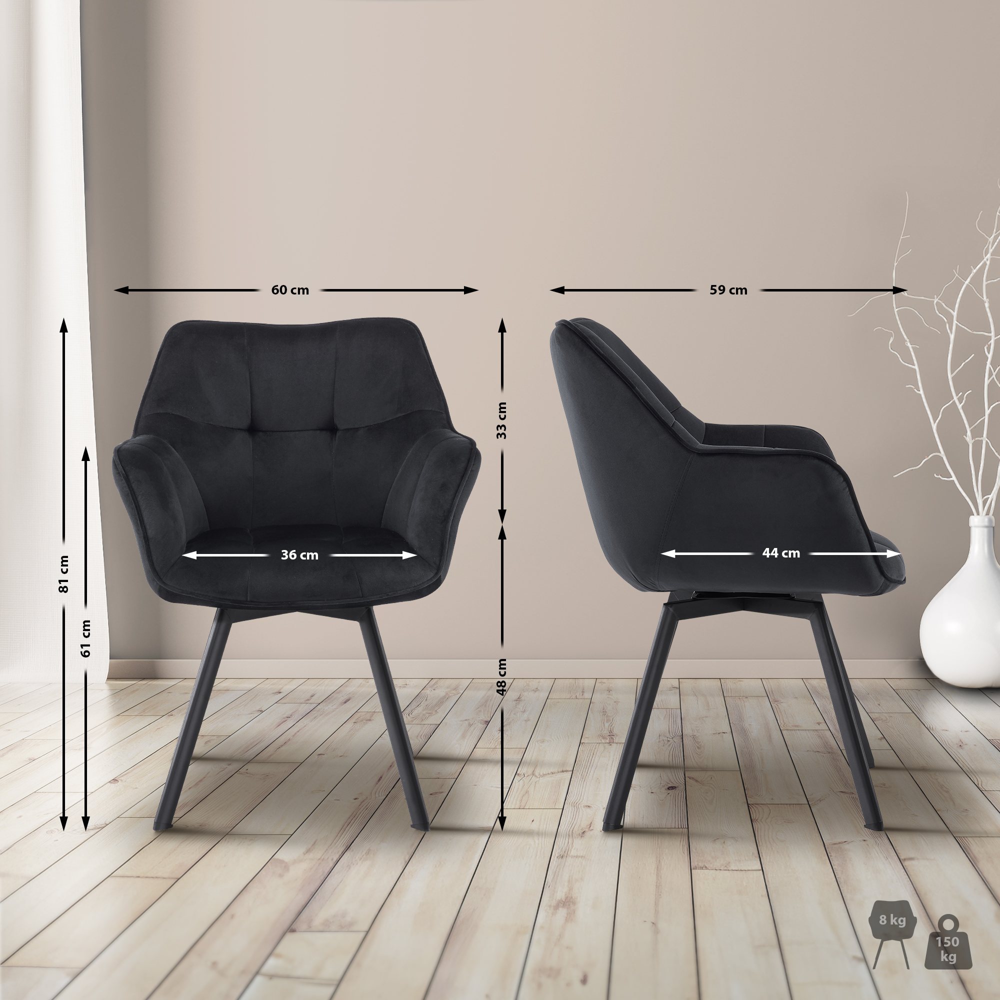 Silla de comedor de terciopelo Jordi