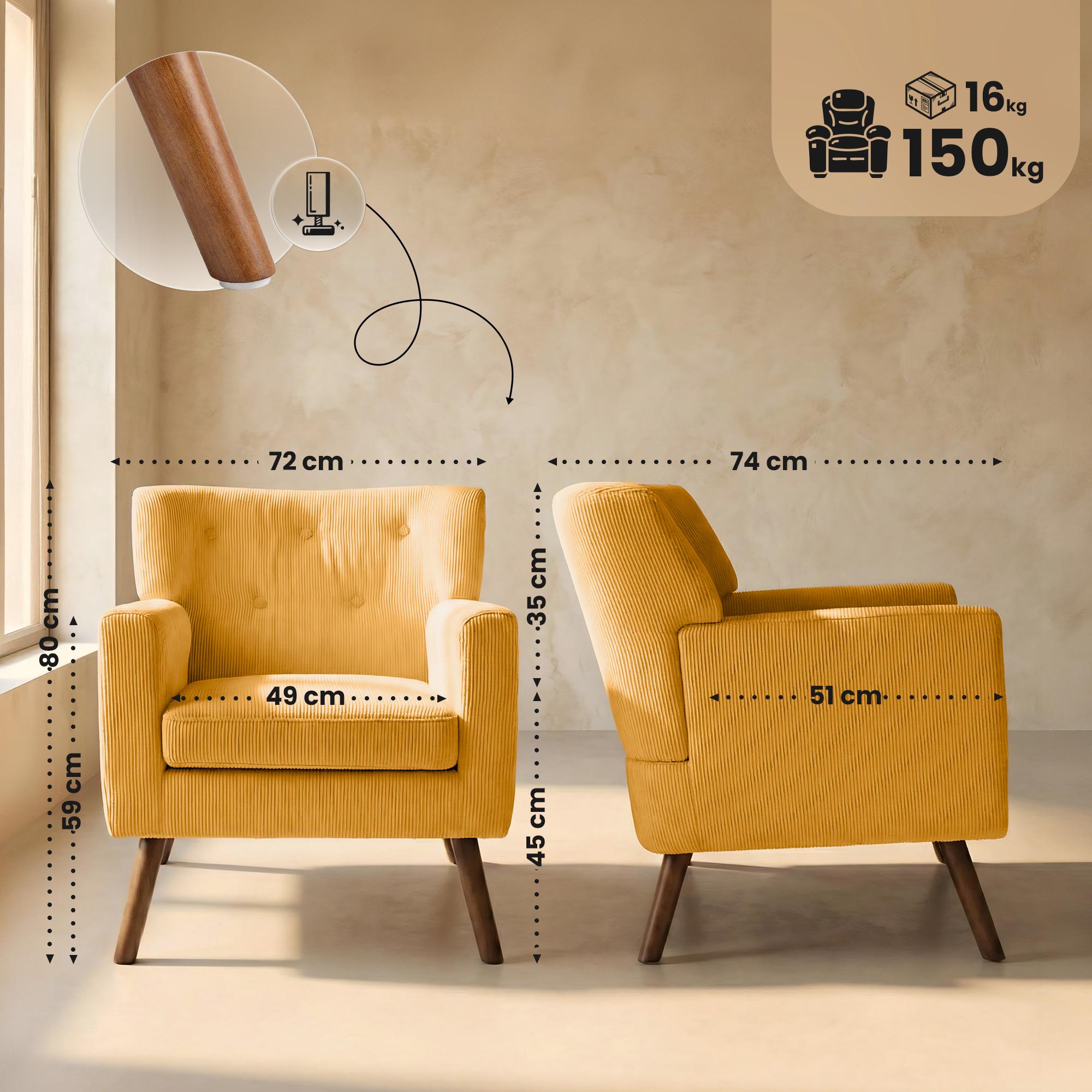 Sillon Kioni tapizado en pana