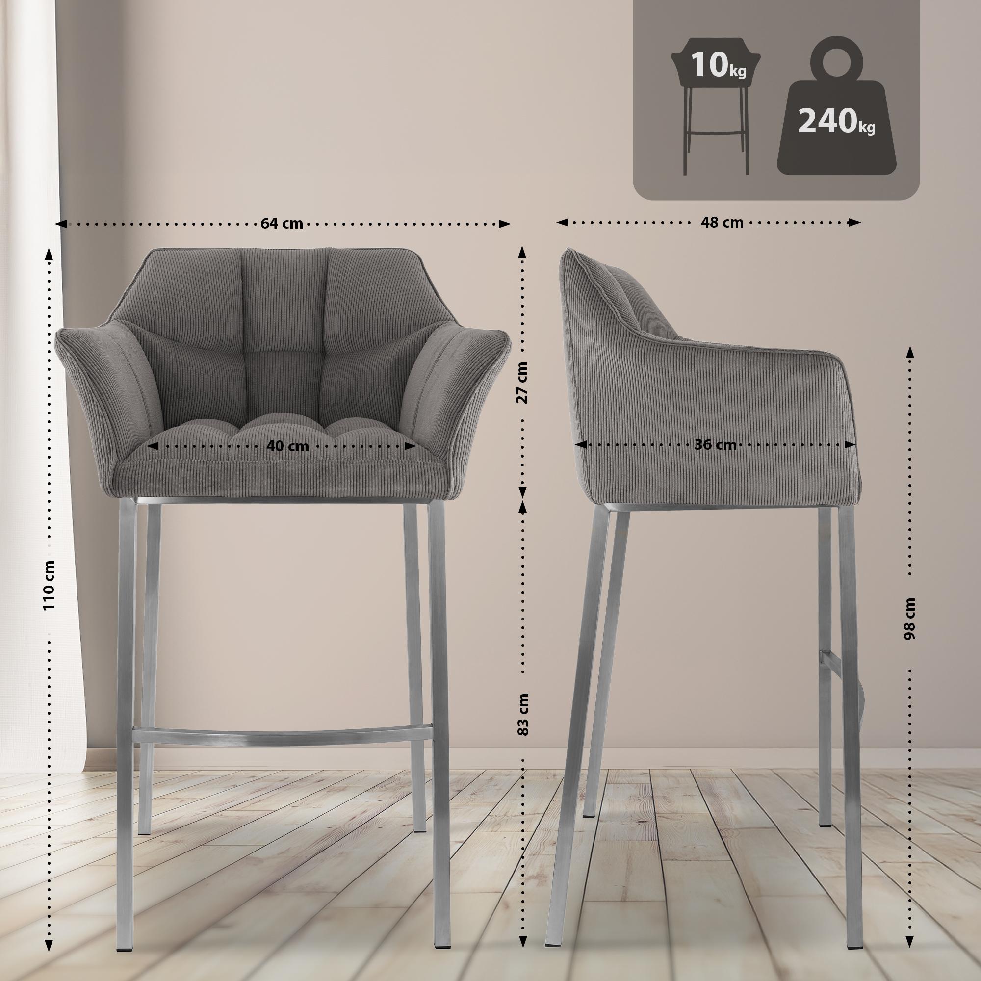 Taburete de bar Damaso Cord con base de cuatro patas