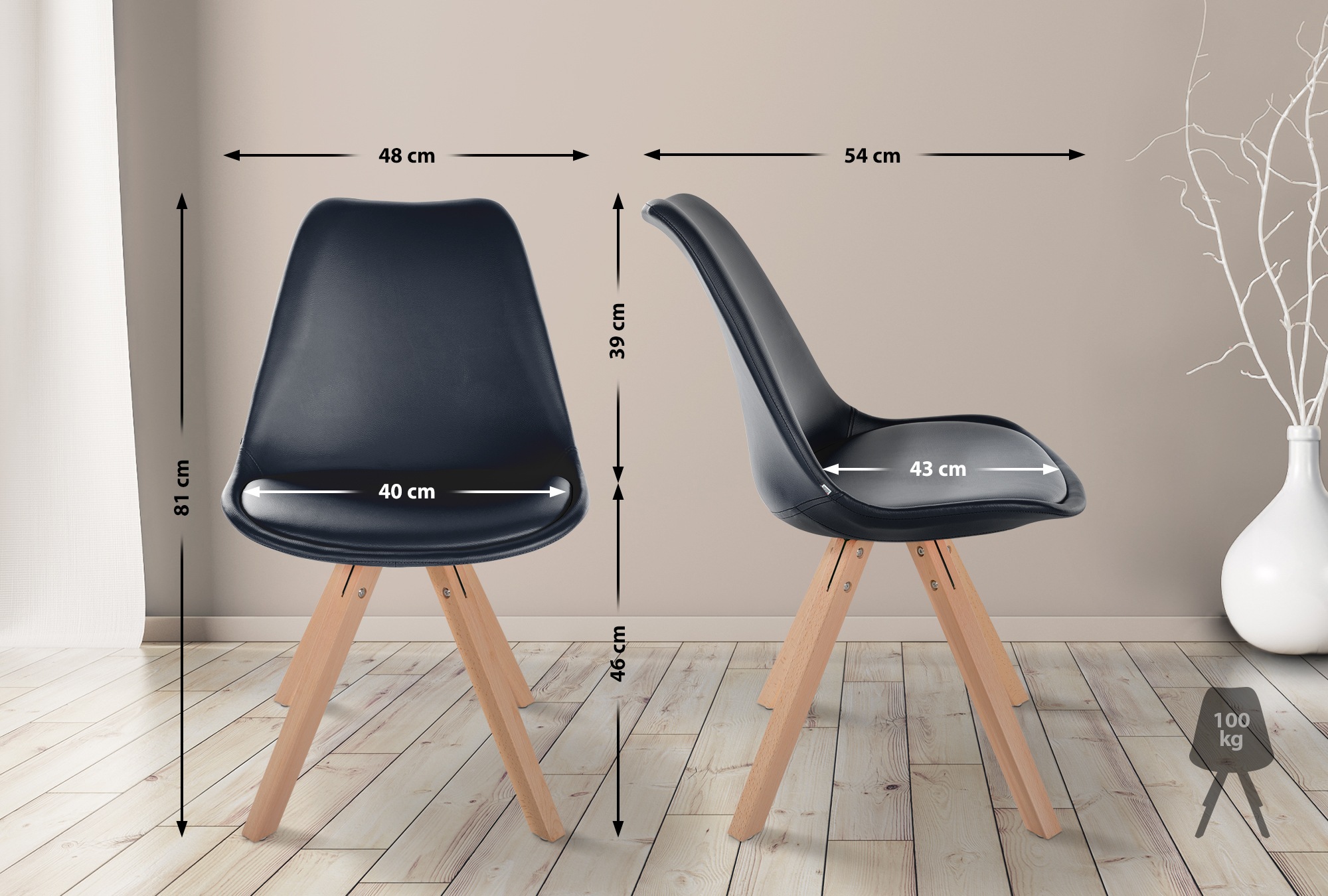 Set de 4 Sillas de comedor Sofia en polipiel