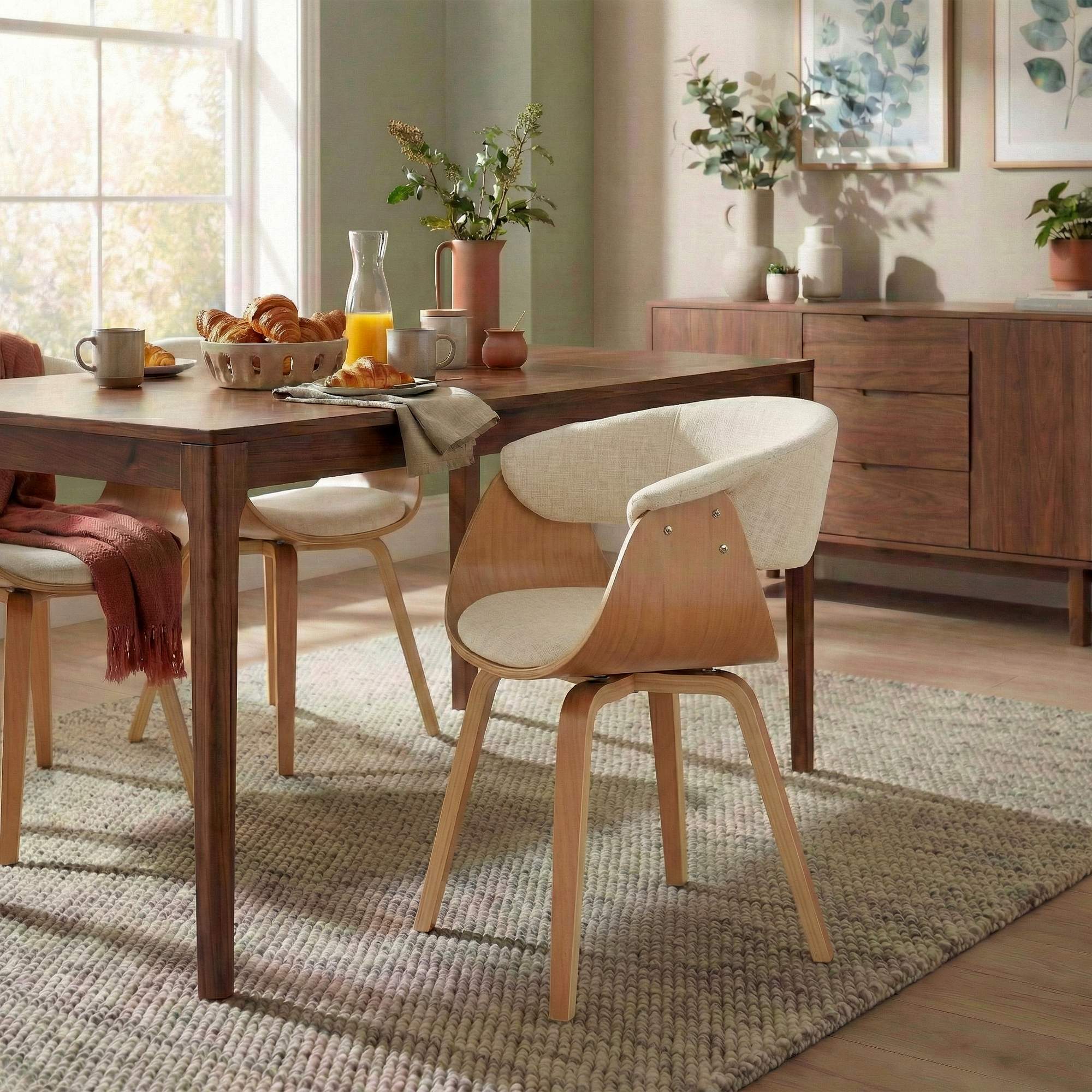 Lote de 2 sillas de comedor de tela Bruce