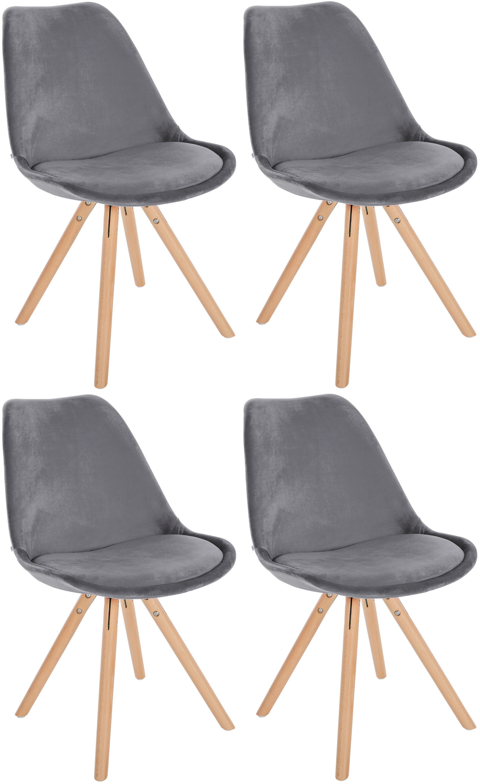 Pack de 4 sillas de salón Sofia en terciopelo